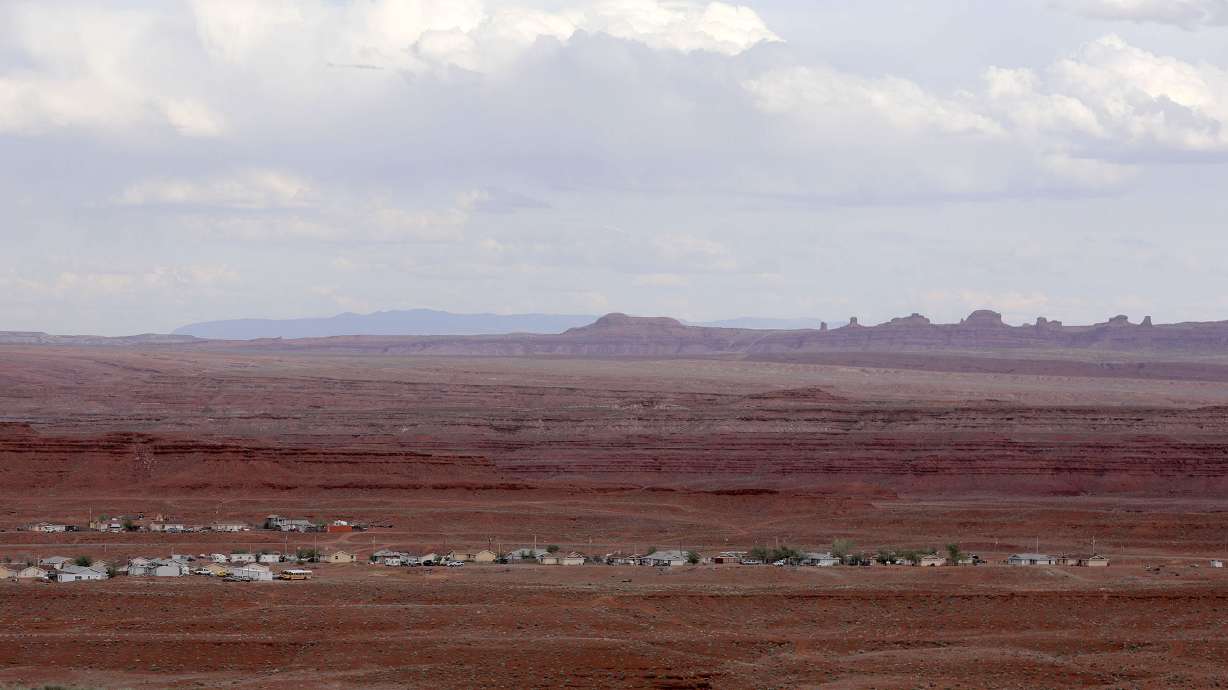 The small town of Halchita, San Juan County, is surrounded by desert in the Navajo Nation on April 29, 2020. Navajo Nation leaders have finalized an agreement on spending priorities for more than $1 billion in federal pandemic relief to improve water, sanitation, housing and communications infrastructure.