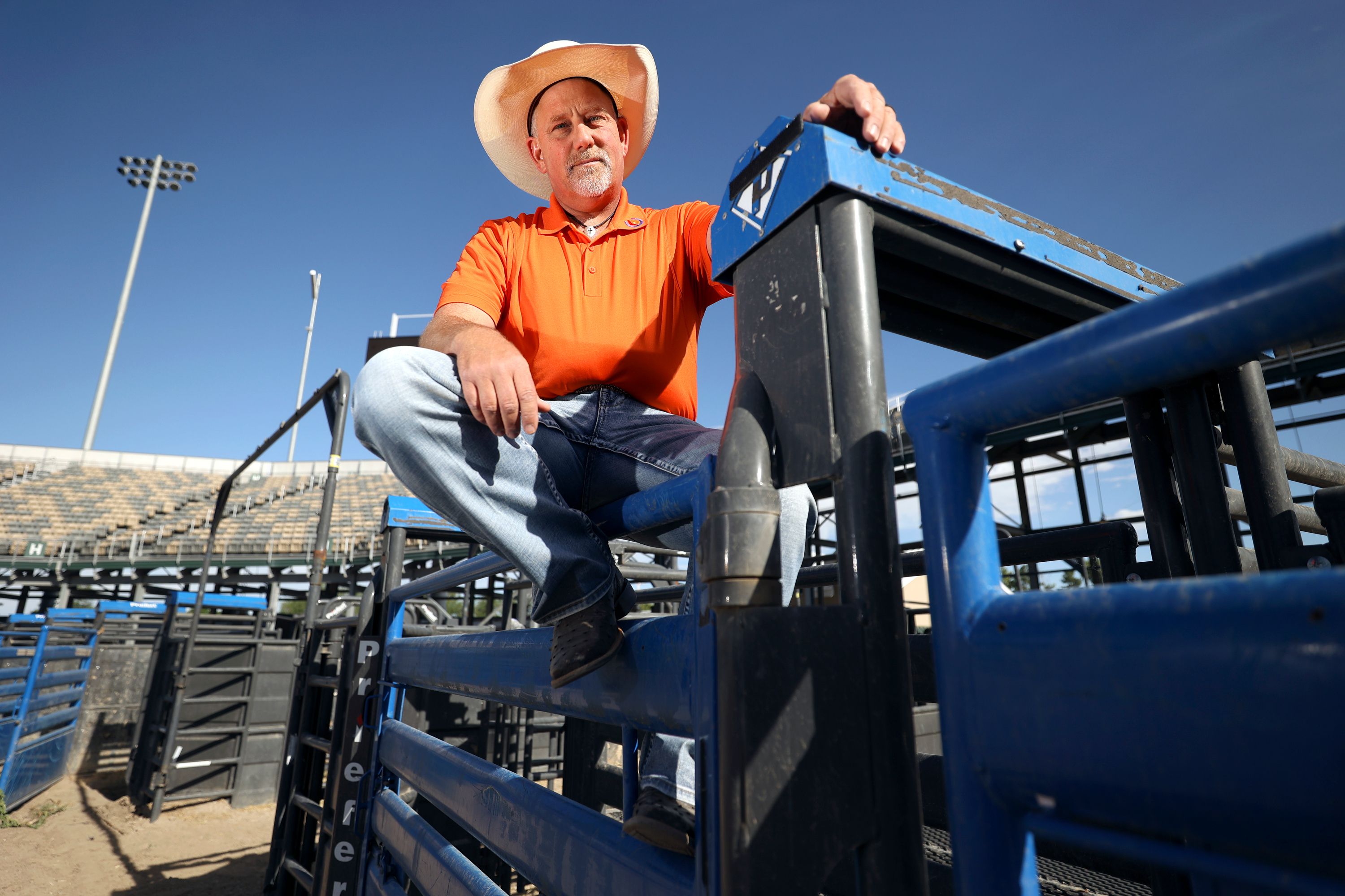 Tommy Joe Lucia, Days of ’47 Rodeo general manager, poses for a portrait at the Utah State Fairpark in Salt Lake City on July 1.