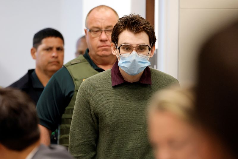 Marjory Stoneman Douglas High School shooter Nikolas Cruz enters the courtroom before jury pre-selection in the penalty phase of his trial at the Broward County Courthouse in Fort Lauderdale, Florida on April 4. 