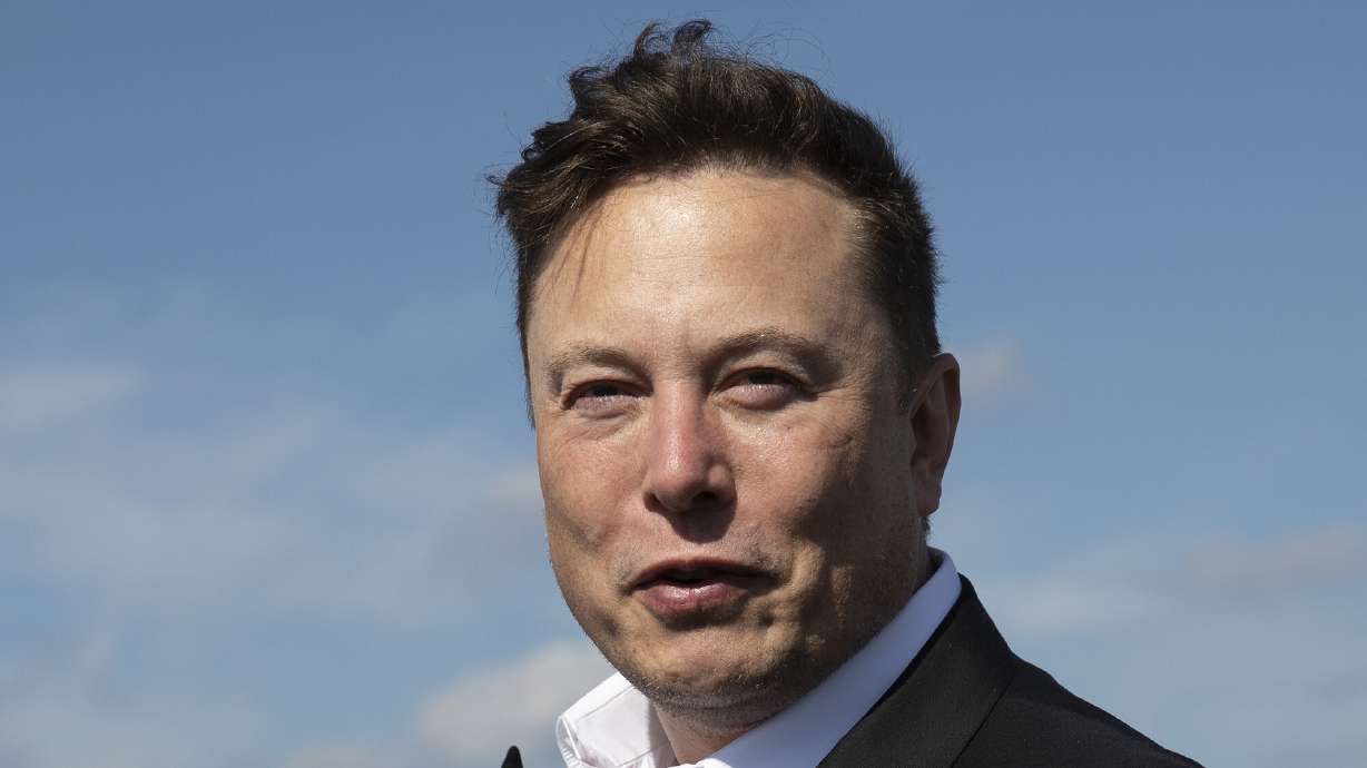 Tesla head Elon Musk arrives to look at the construction site of the new Tesla Gigafactory near Berlin on Sept. 03, 2020, near Gruenheide, Germany. Lawyers for Twitter and Musk will have their first chance to square off in court on Tuesday.