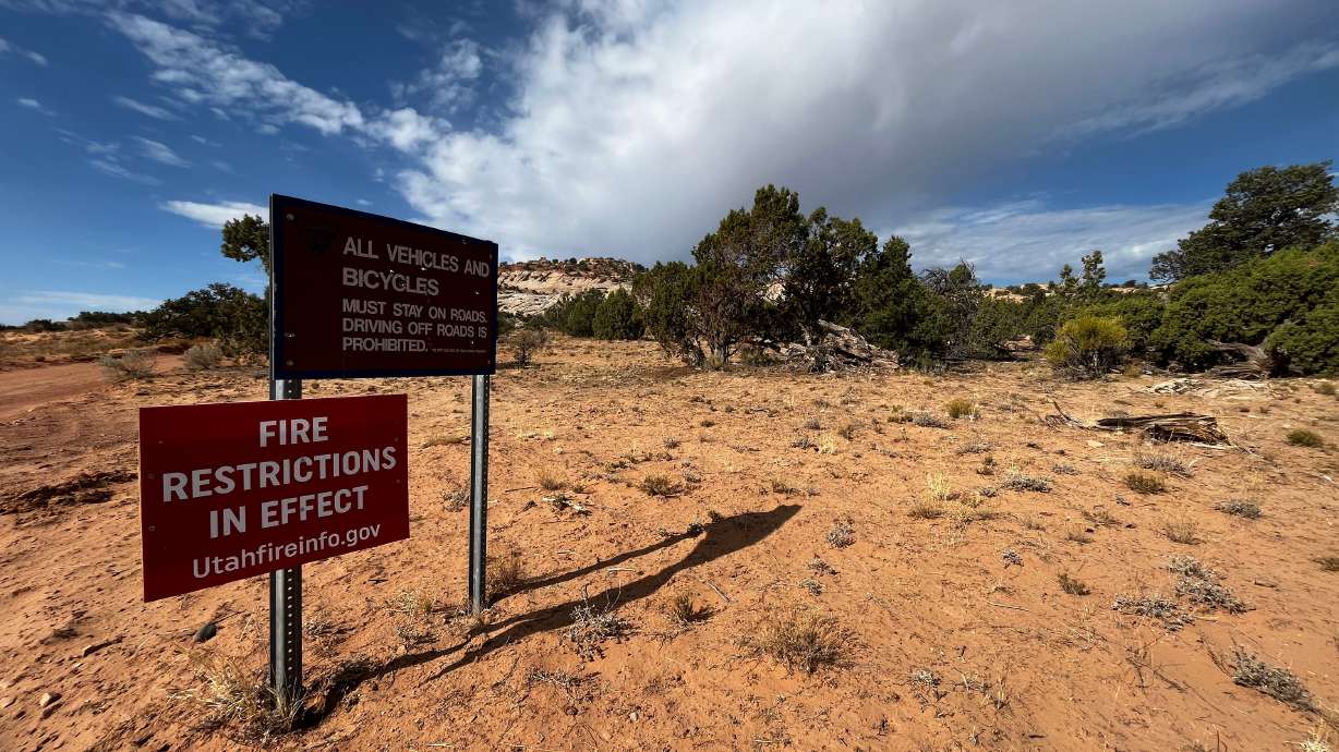 Fire restriction signs are posted around Boulder, Garfield County, on Sunday, June 26. The Color Country, Central Utah and Northern Utah fire managers increased fire restrictions in parts of 20 out of Utah's 29 counties on Monday.