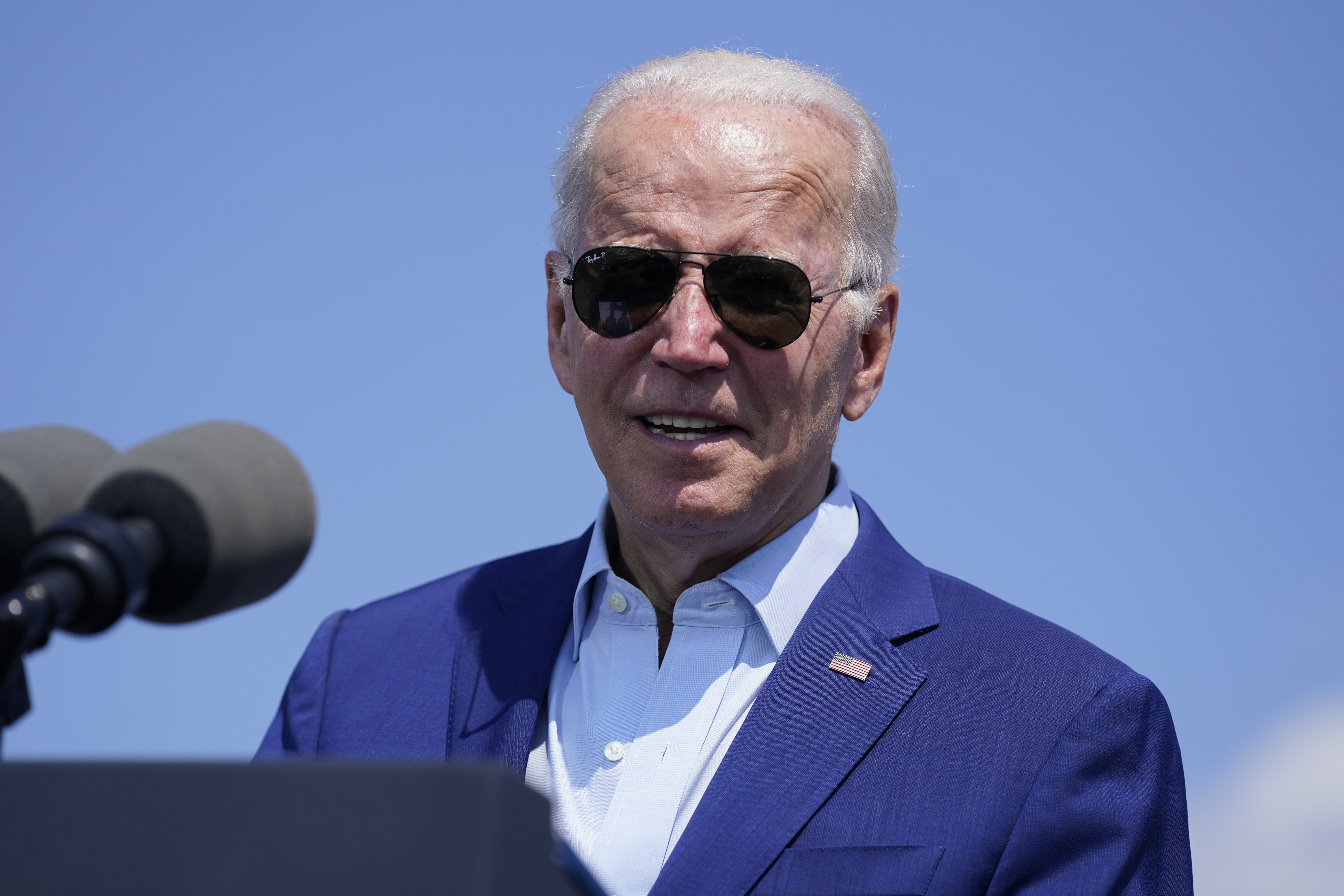 President Joe Biden speaks about climate change and clean energy at Brayton Power Station, Wednesday, in Somerset, Mass.