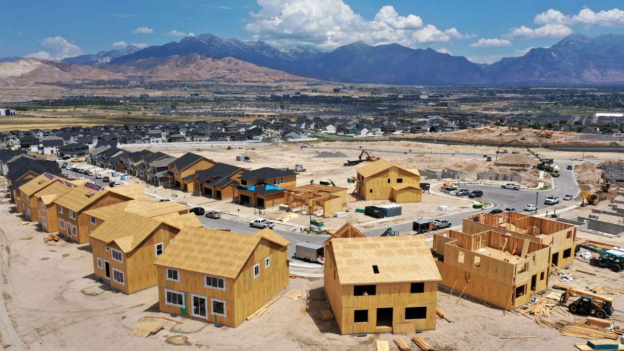 Single-family homes under construction in the Wildflower community in Saratoga Springs are pictured on Tuesday. Looking at the national map of where in the U.S. homes are being built the fastest, almost the entire state of Utah sticks out as a glaring hot spot.