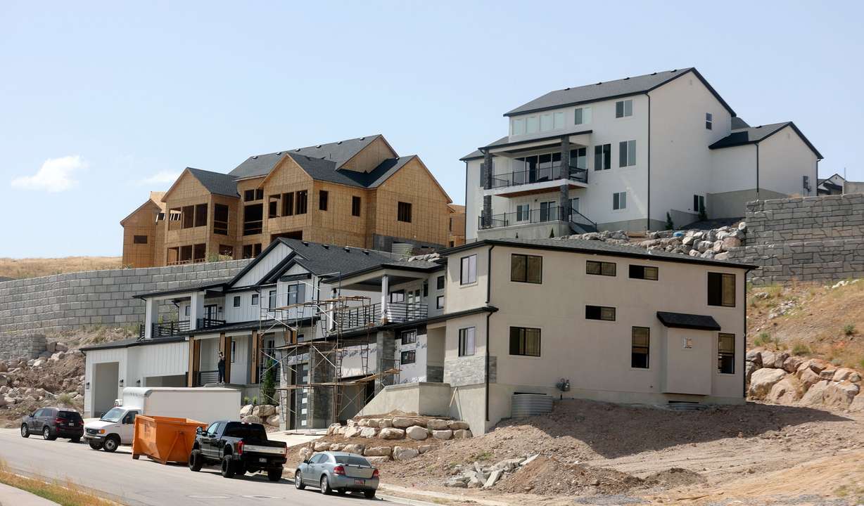 Single-family homes under construction in the Lakeview Estates community in Lehi are pictured on Tuesday. Looking at the national map of where in the U.S. homes are being built the fastest, almost the entire state of Utah sticks out as a glaring hot spot.