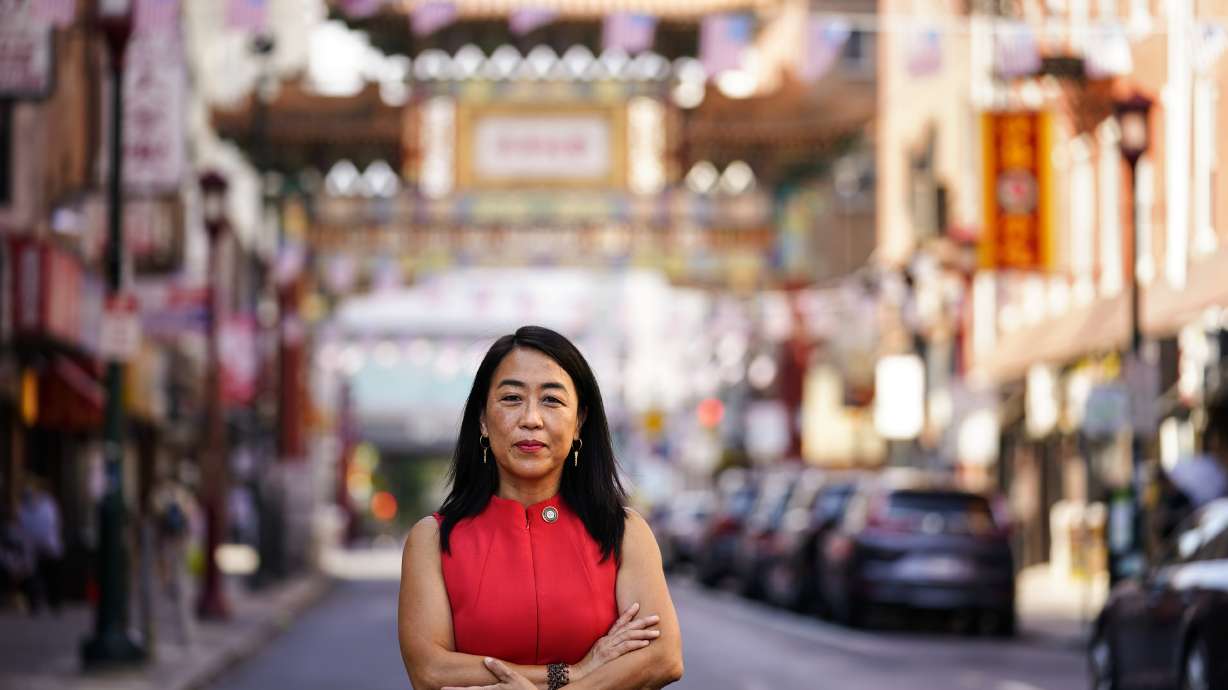 Philadelphia Councilmember Helen Gym poses for a photograph in the Chinatown neighborhood of Philadelphia, Friday, July 22, 2022.