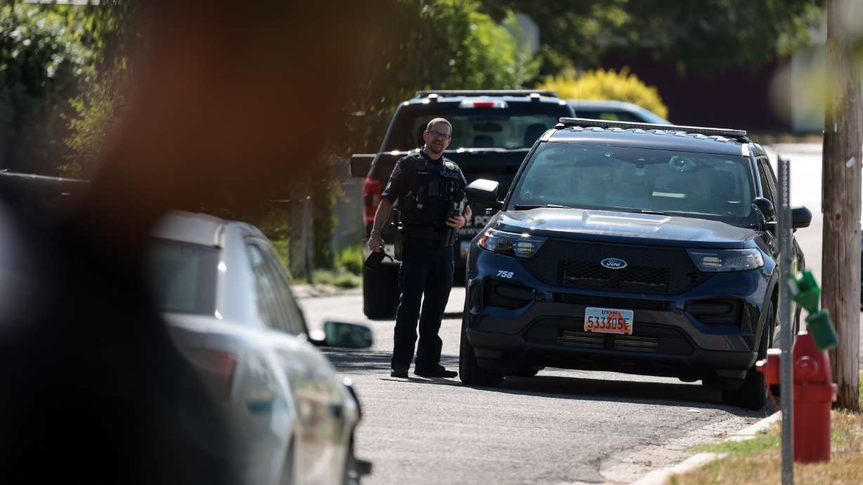 Police respond to a shooting at Hillsdale Park in West Valley City on Tuesday.