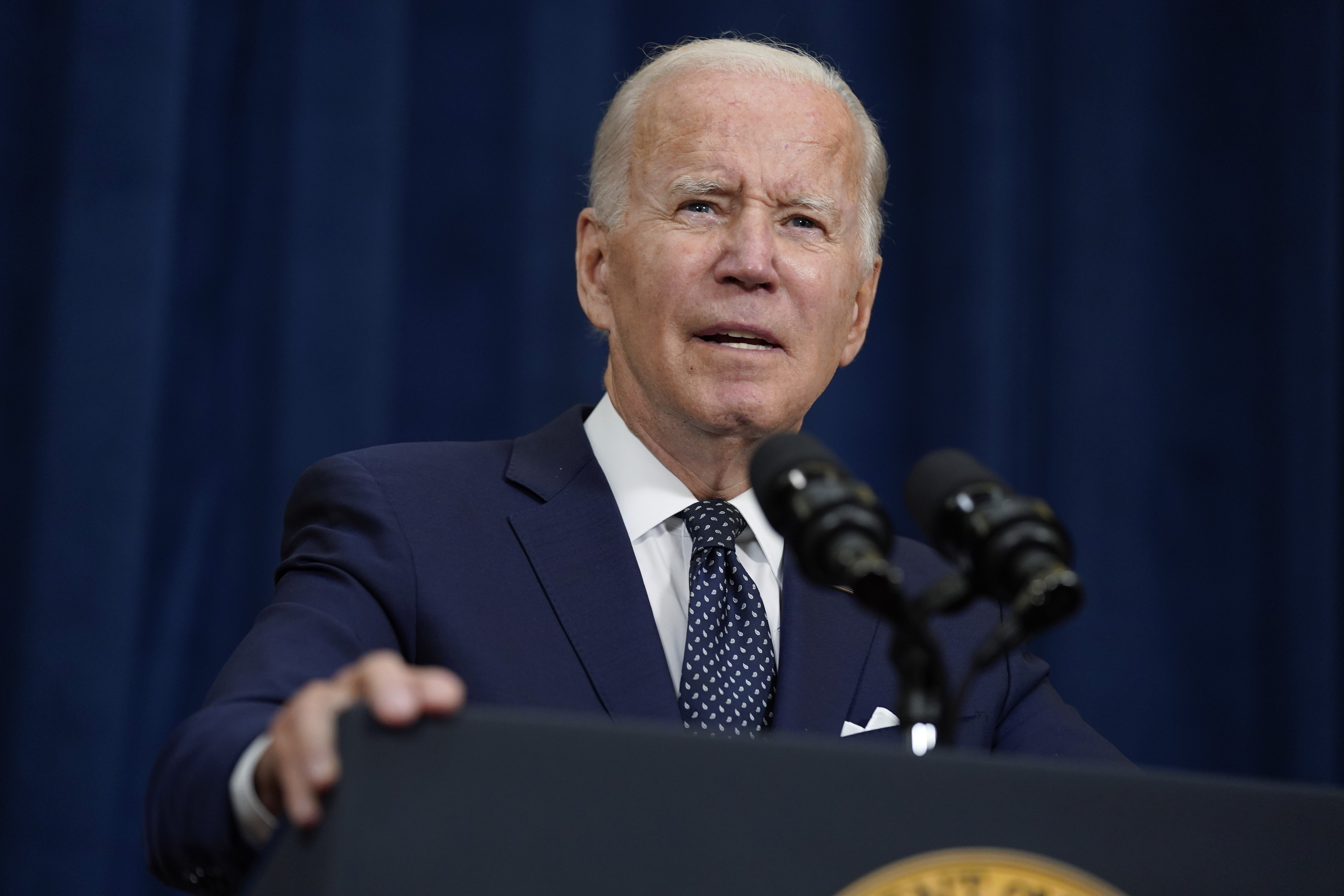 President Joe Biden speaks to reporters after meetings with Saudi Crown Prince Mohammed bin Salman at the Waldorf Astoria Jeddah Qasr Al Sharq Hotel, July 15, in Jeddah, Saudi Arabia. Biden has emerged from five days of isolation after contracting the coronavirus, telling Americans that "COVID isn't gone" but saying serious illness can be avoided with vaccines, booster shots and treatments. 