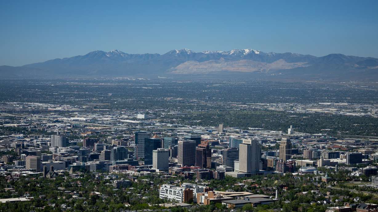 Downtown Salt Lake City and the Salt Lake Valley are pictured on June 2.