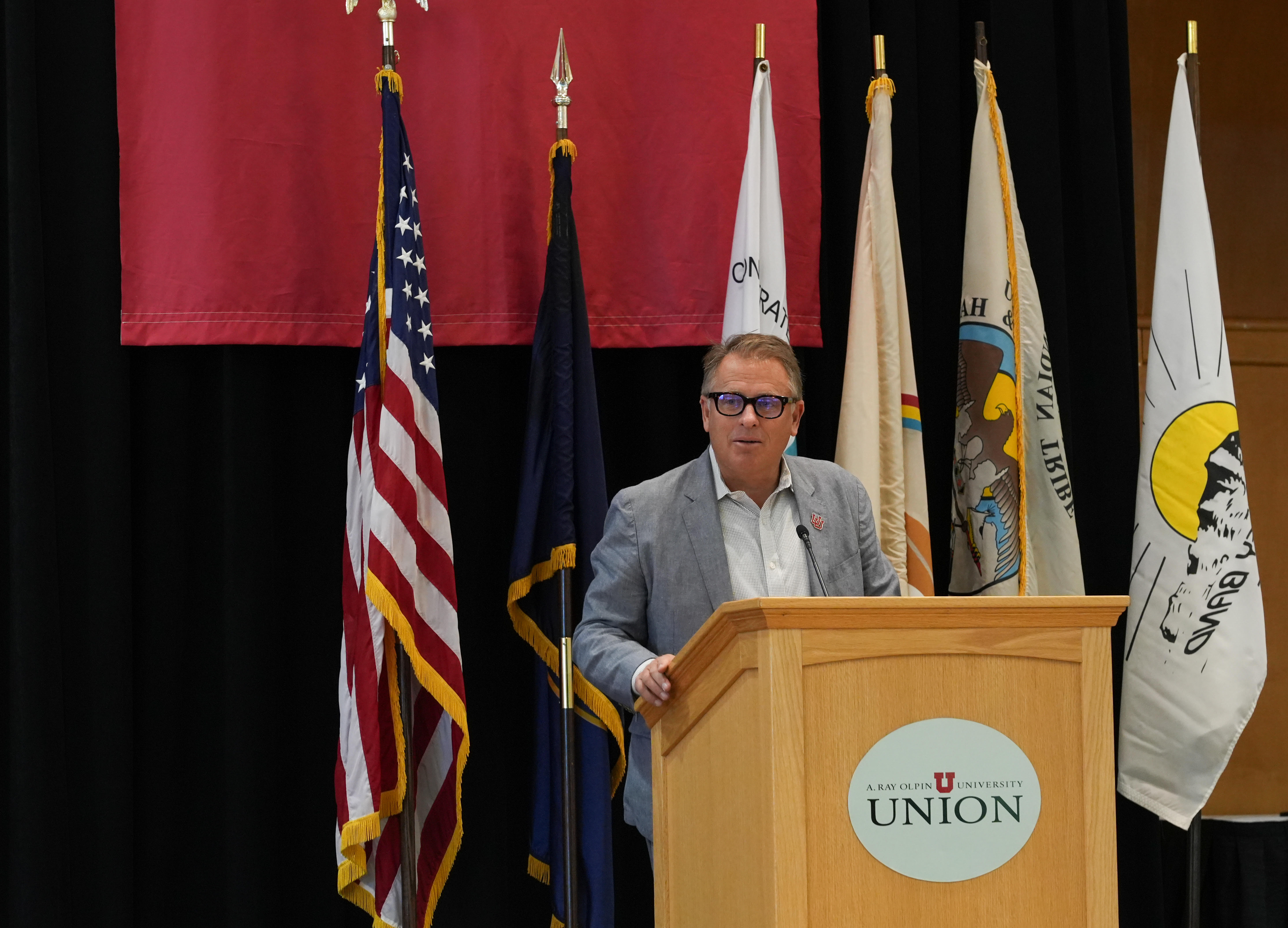 University of Utah President Taylor Randall speaks at the Governor's Native American Summit on Thursday.