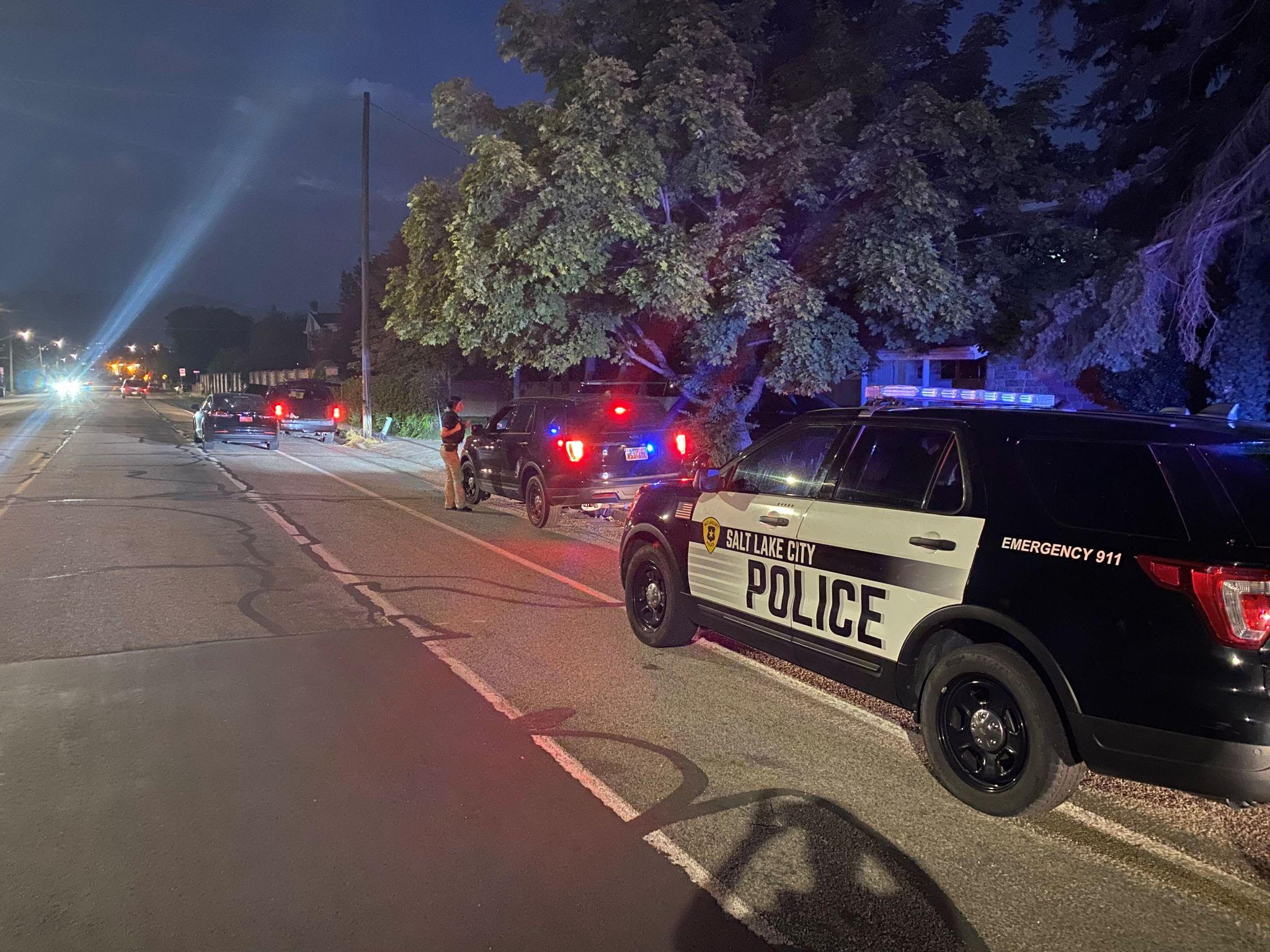 An SUV wanted in connection with a recent drive-by shooting was stopped by Salt Lake police Thursday night. The driver, who has a history of fleeing from officers, was arrested after he tried to speed away from officers, police say.