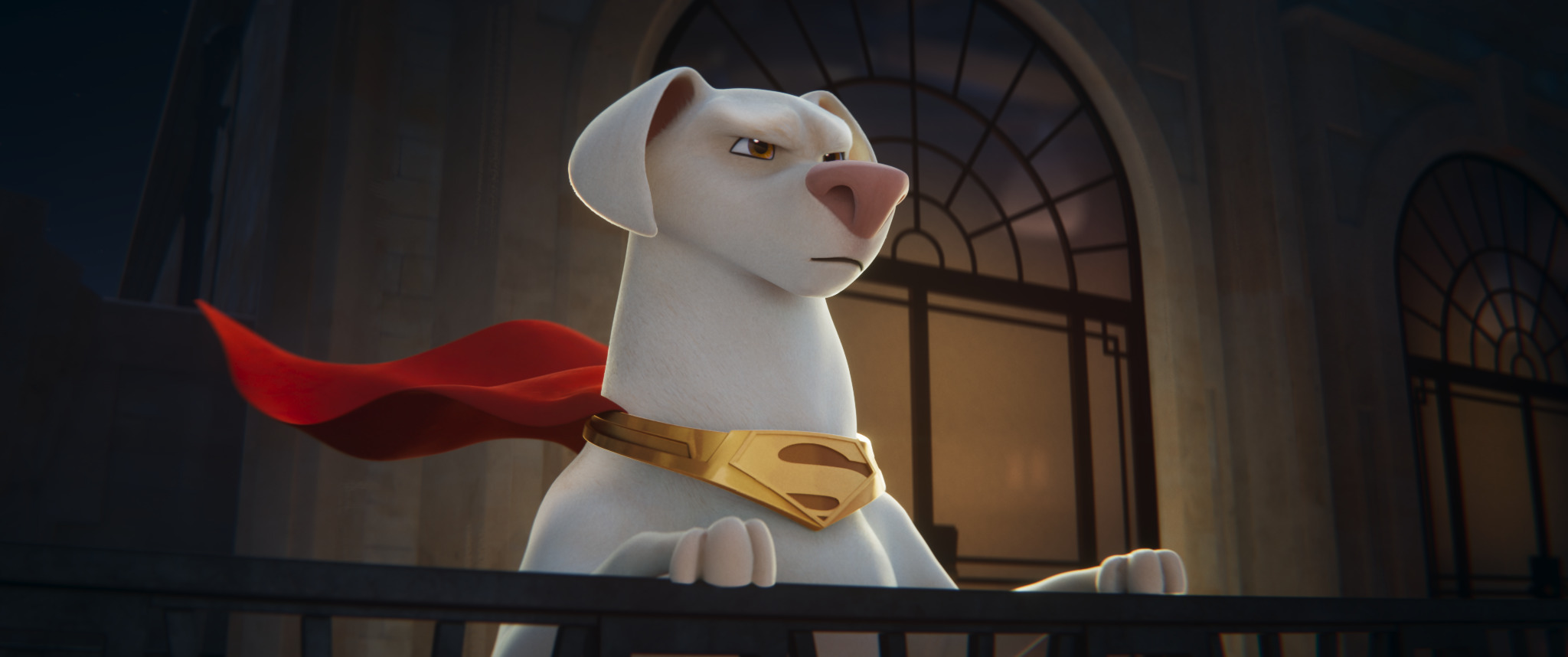 This image released by Warner Bros Pictures shows Krypto, voiced by Dwayne Johnson, in a scene from "DC League of Super Pets." 