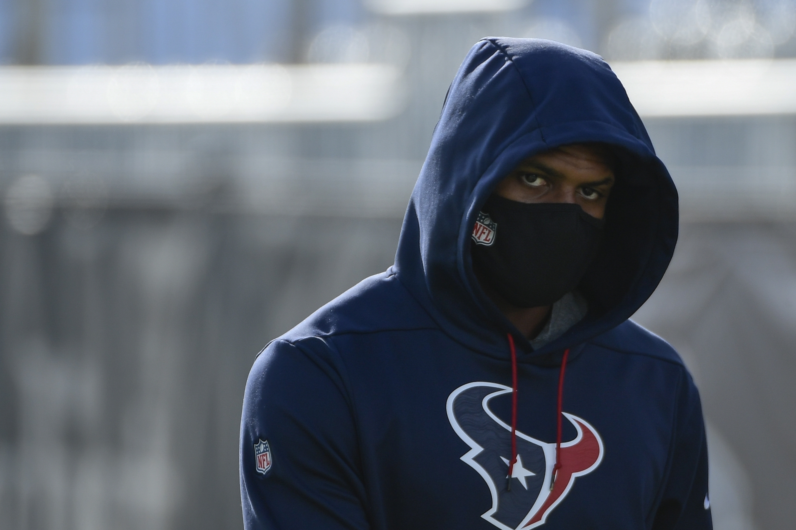 FILE - Texans quarterback Deshaun Watson arrives at NFL football practice Saturday, July 31, 2021, in Houston. The NFL suspended Watson for six games on Monday, Aug. 1, 2022 for violating its personal conduct policy following accusations of sexual misconduct made against him by two dozen women in Texas, two people familiar with the decision said.