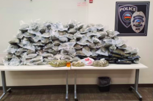 An image of the 112 pounds of marijuana found after a vehicle stop on I-15 in Washington City.