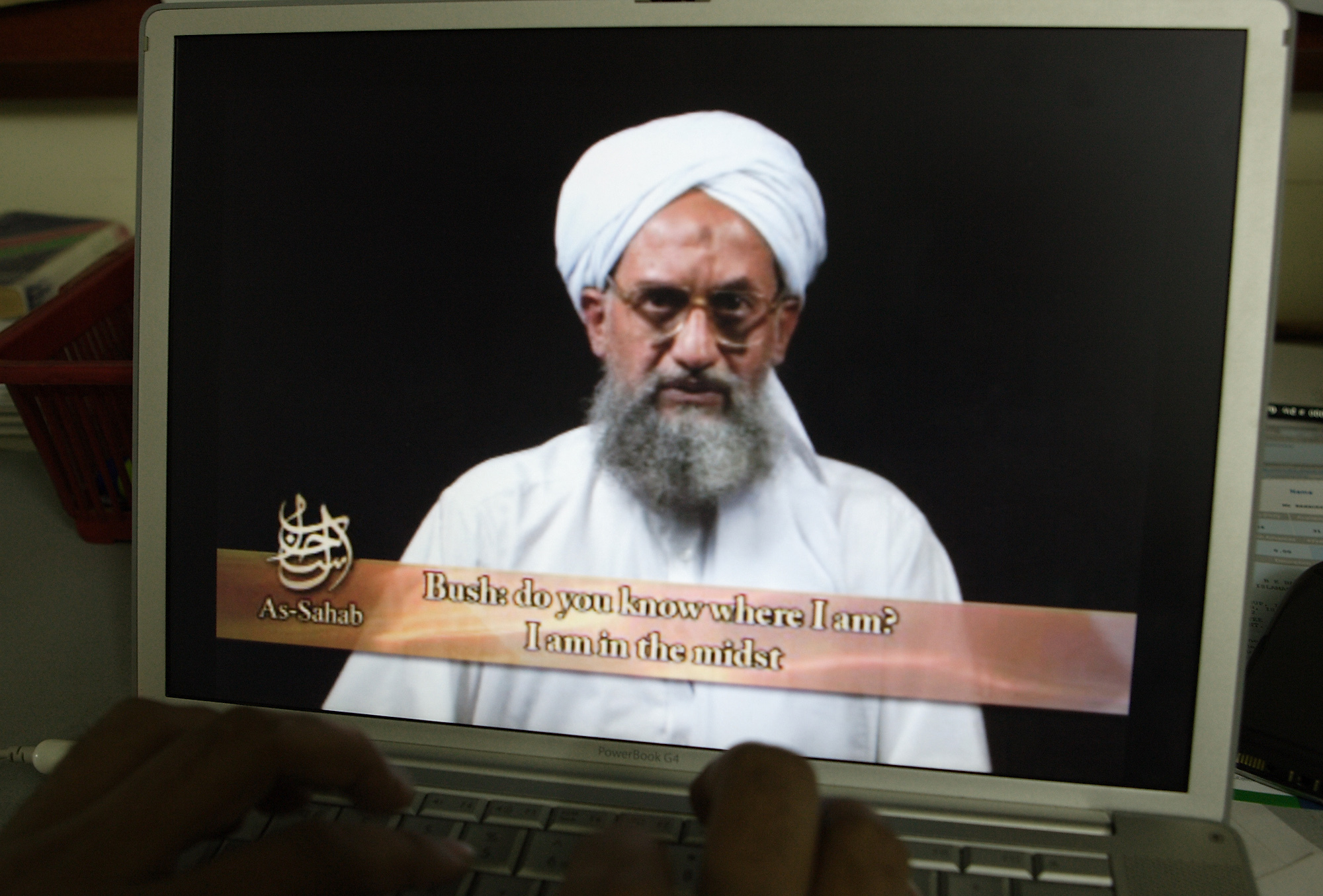 As seen on a computer screen from a DVD prepared by Al-Sahab production, al-Qaida's Ayman al-Zawahri speaks in Islamabad, Pakistan, on June 20, 2006. Al-Zawahri, the top al-Qaida leader, was killed by the U.S. over the weekend in Afghanistan.