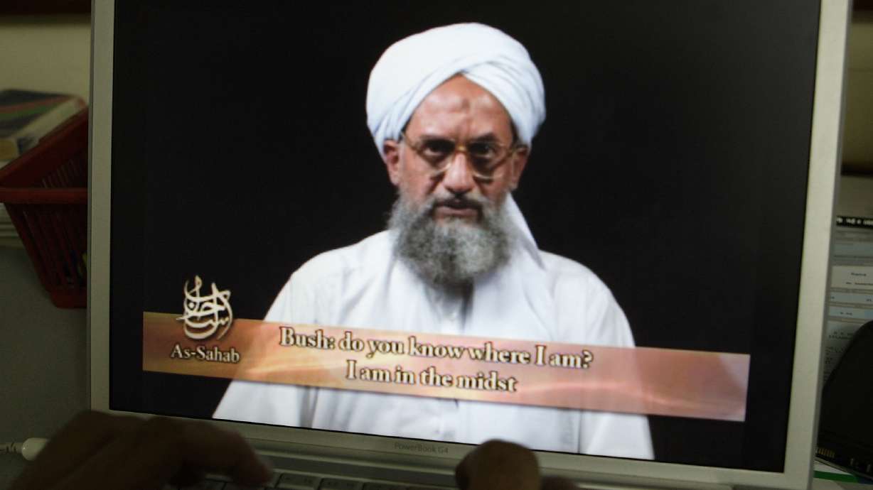 As seen on a computer screen from a DVD prepared by Al-Sahab production, al-Qaida's Ayman al-Zawahri speaks in Islamabad, Pakistan, on June 20, 2006. Al-Zawahri, the top al-Qaida leader, was killed by the U.S. over the weekend in Afghanistan.