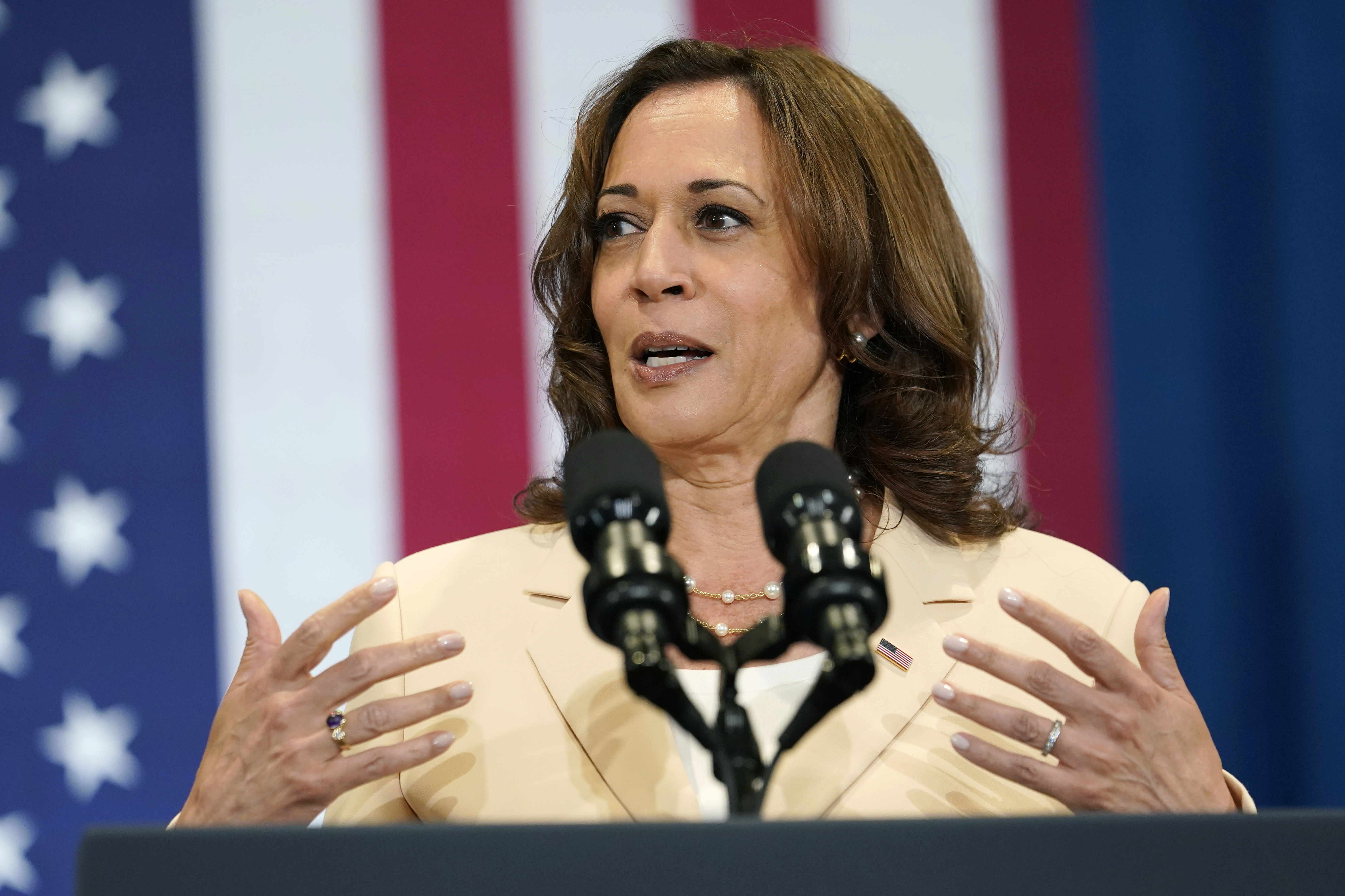 Vice President Kamala Harris speaks at Florida International University, Monday, Aug. 1, 2022, in Miami. Harris is attending climate resilience events in Miami.