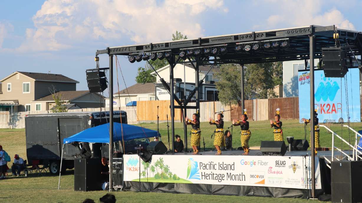 Dancers perform at the 10th Annual Utah Pacific Island Heritage Month Kick-Off at Lodestone Park in Kearns on Saturday. From Tongan kava ceremonies to Hawaiian Kanikapila music jams, 2022's Utah Pacific Island Heritage Month has a lot to offer.