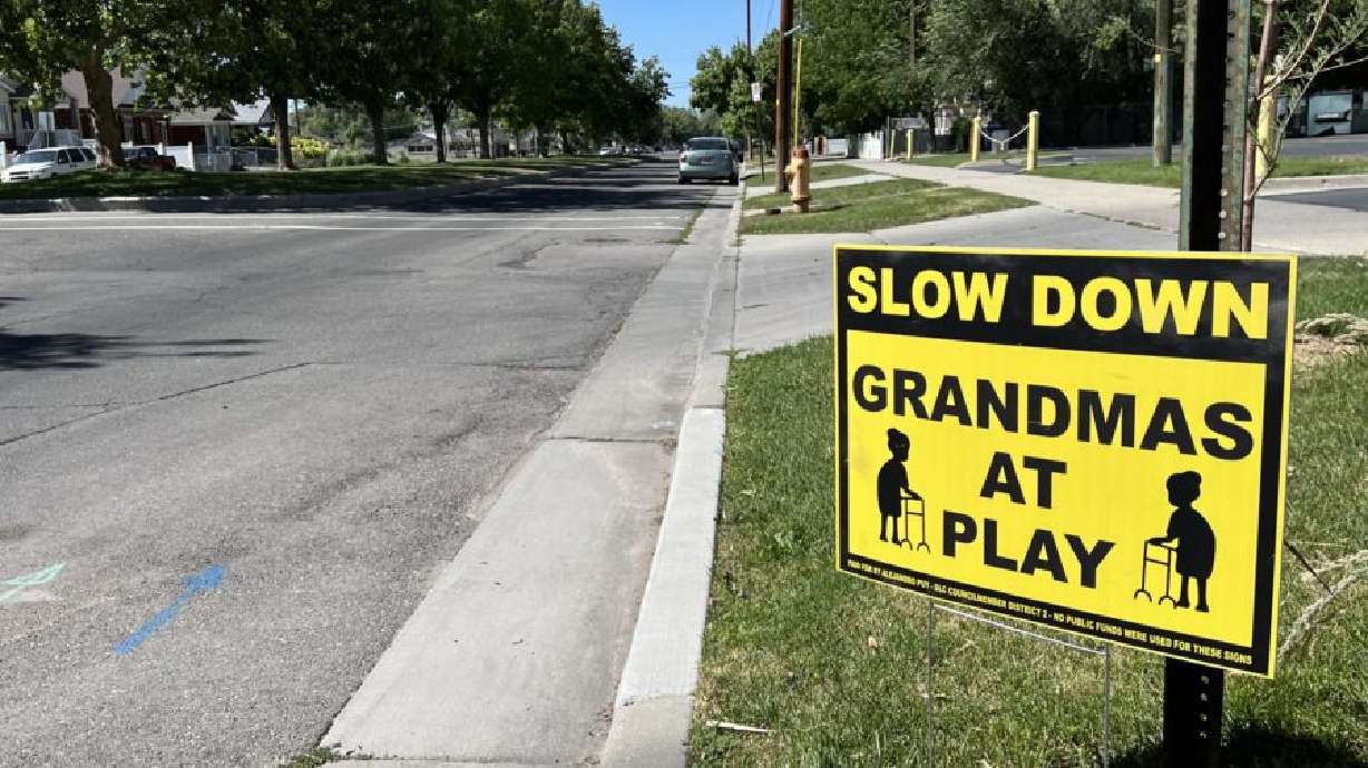 In a self-funded project, Salt Lake City councilmember Alejandro Puy has created innovative signs he hopes will get the attention of drivers in West Salt Lake neighborhoods.