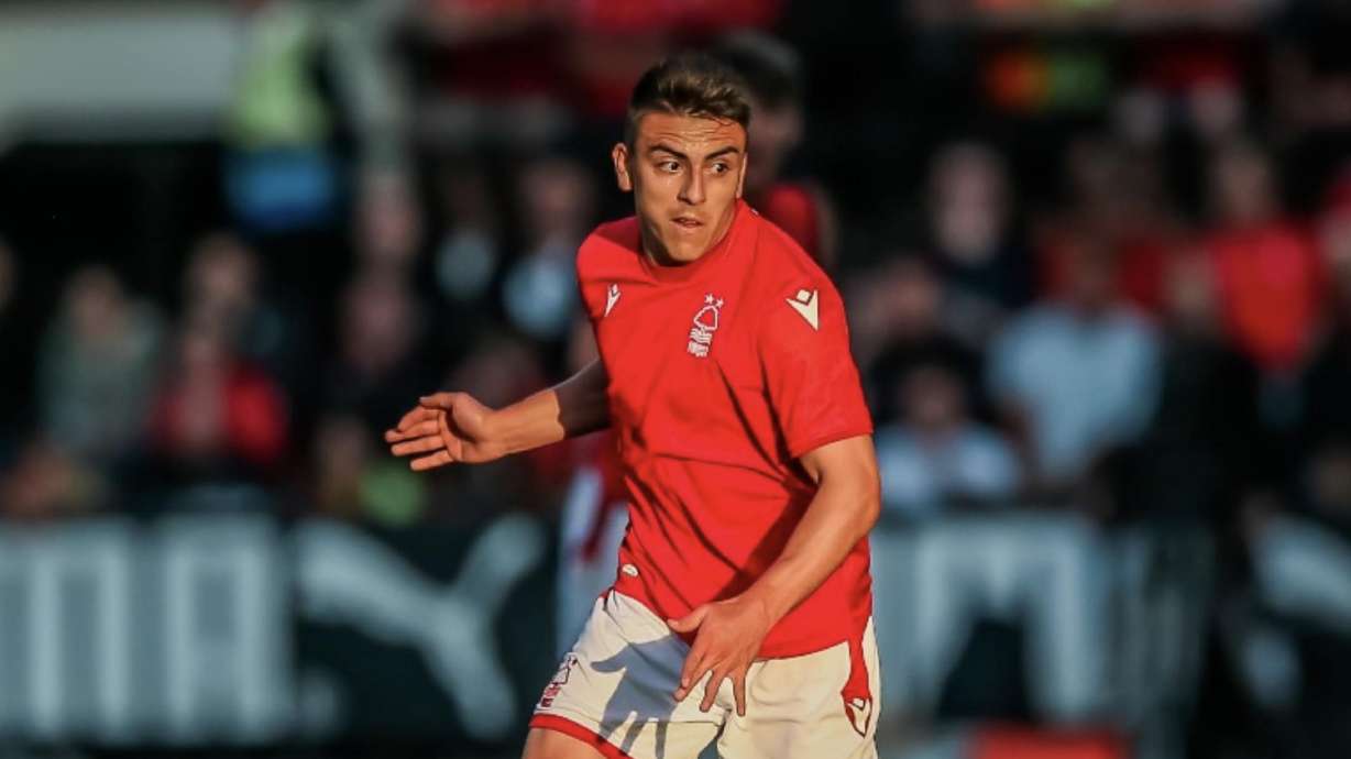 Braian Ojeda looks for the ball during a game with Nottingham Forest.