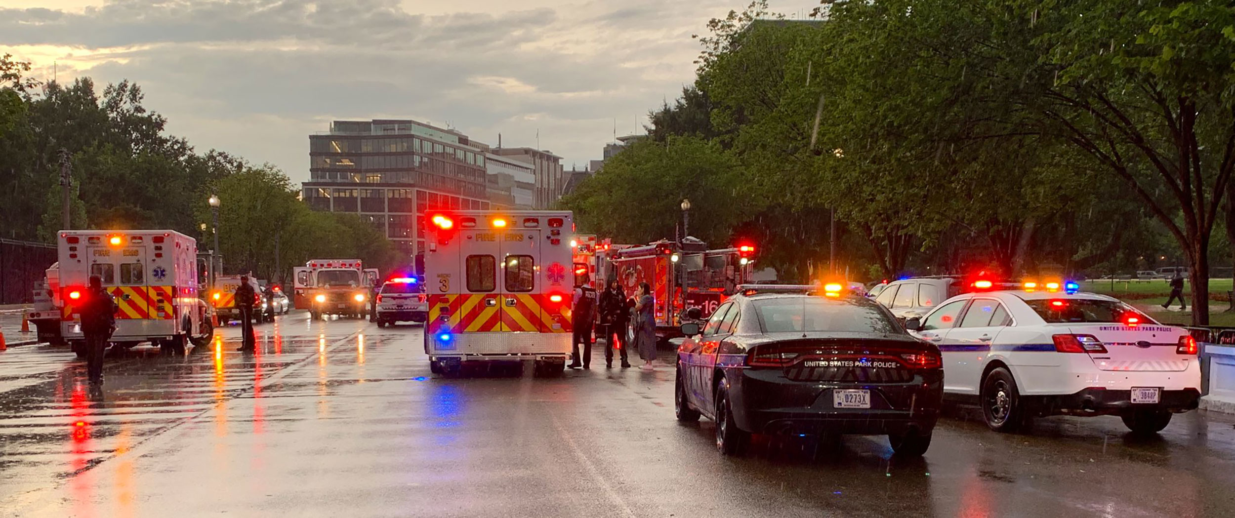 Four people are in critical condition following an apparent lightning strike on Thursday aross the street from the White House.
