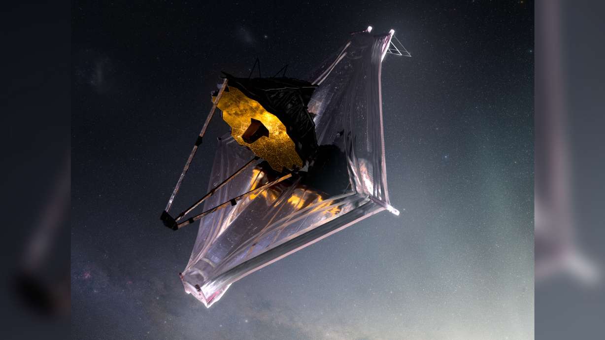 Seen here is an artist's conception of the James Webb Space Telescope. A French scientist has apologized after tweeting a photo of a slice of chorizo, claiming it was an image of a distant star taken by the James Webb Space Telescope.