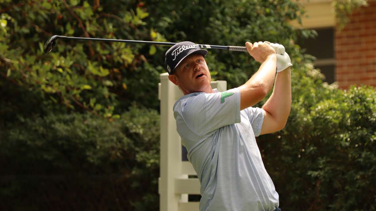 Former BYU and Fremont High golfer Patrick Fishburn tees off during the second round of the Korn Ferry Tour's Utah Championship, Friday, Aug. 5, 2022 at Oakridge Country Club in Farmington.