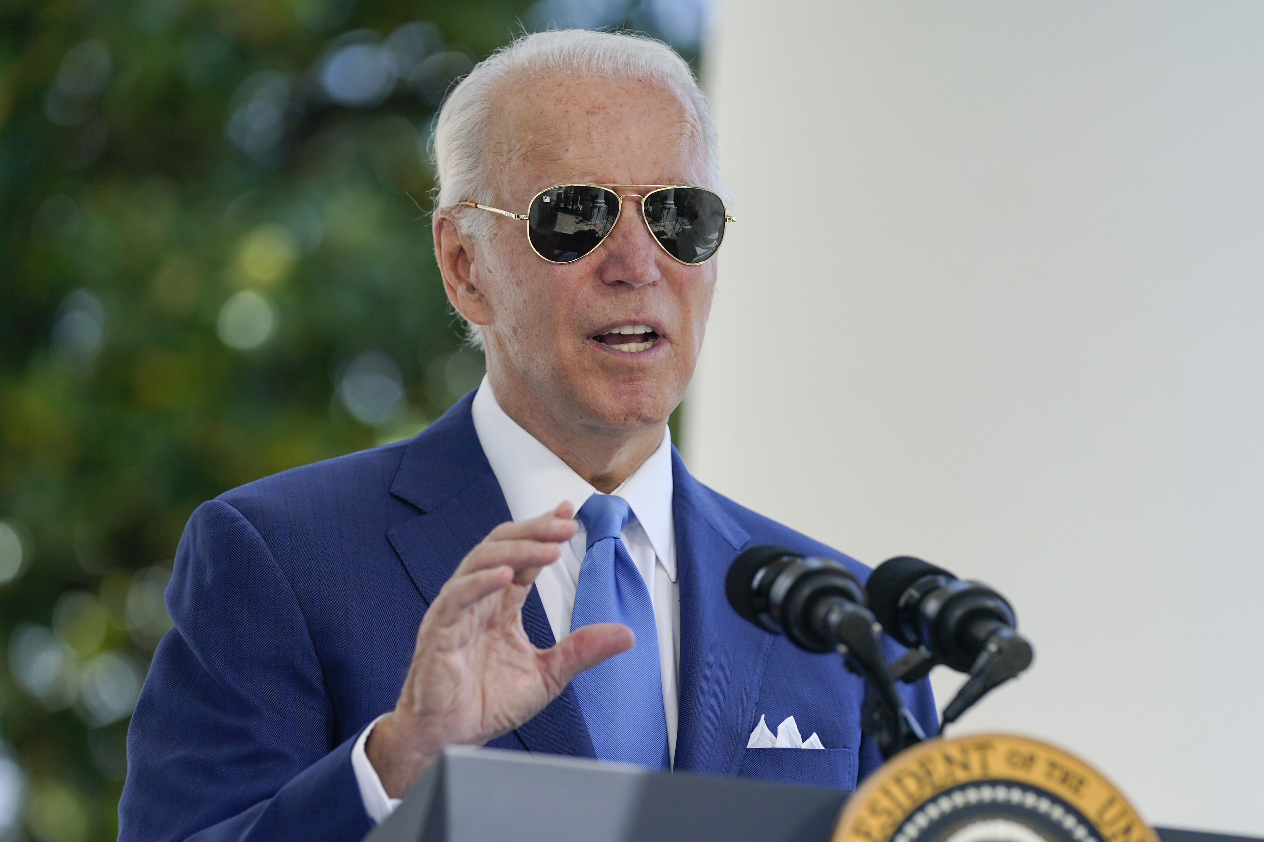 President Joe Biden speaks before signing two bills aimed at combating fraud in the COVID-19 small business relief programs Friday, at the White House in Washington. Biden tested negative for COVID-19 on Saturday morning but will continue to isolate until a second negative test, his doctor said. 