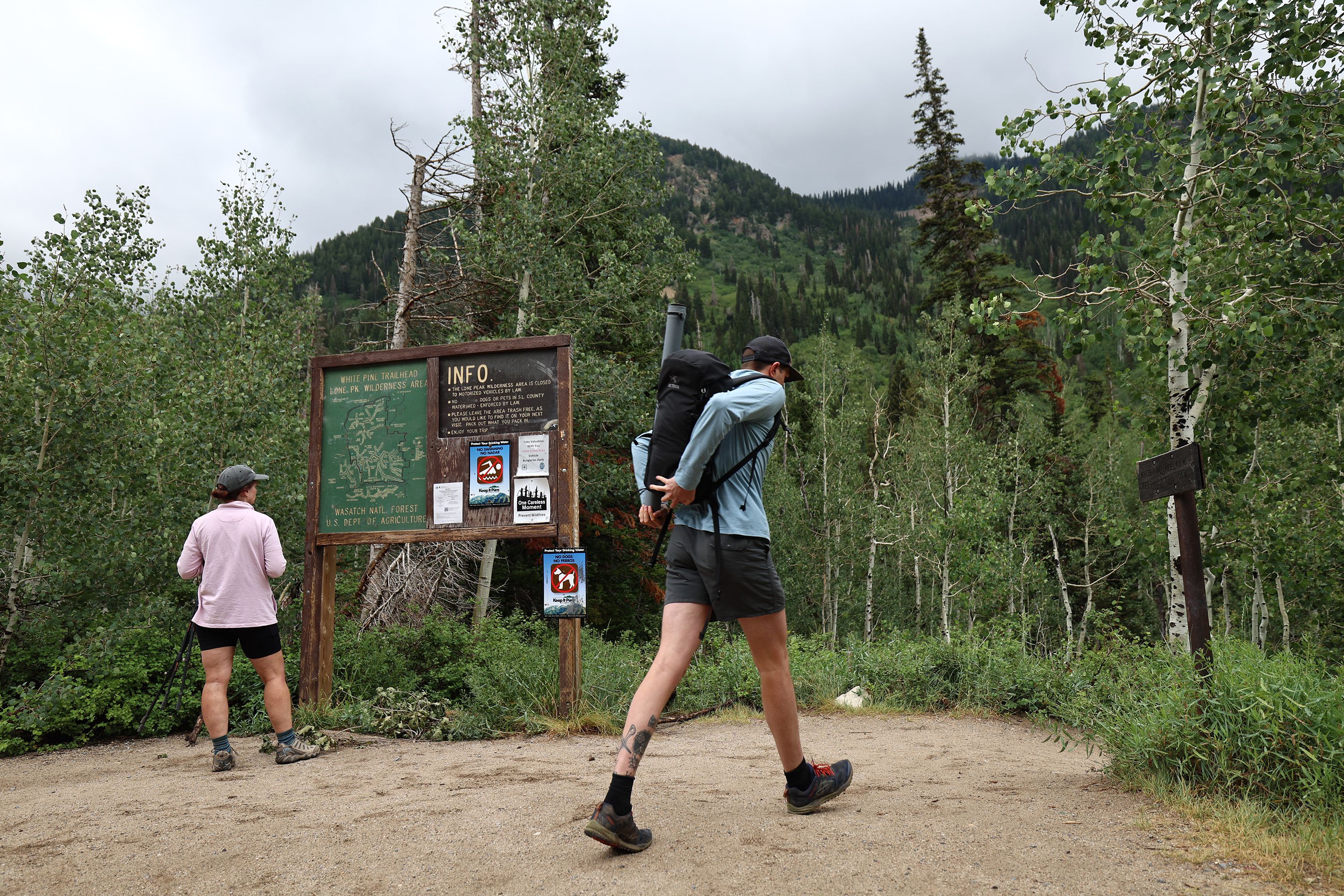 Hikers start the White Pine Trail in Little Cottonwood Canyon on Tuesday. The Forest Service is proposing fees for a number of trails in the Uinta-Wasatch-Cache national forest.