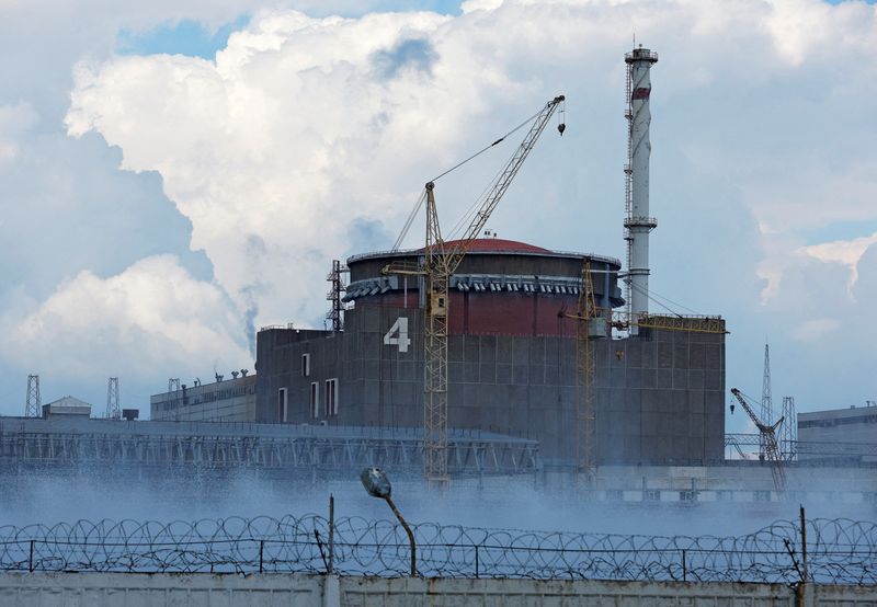 A view shows the Zaporizhzhia Nuclear Power Plant in the course of Ukraine-Russia conflict outside the Russian-controlled city of Enerhodar in the Zaporizhzhia region, Ukraine, on Thursday.