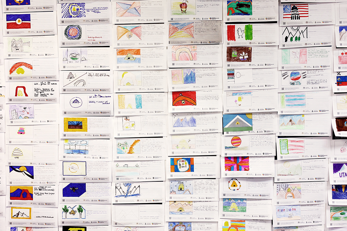 More than 5,000 flag designs submitted by Utahns, including more than 1,000 colored by school children, were considered by the state's Design Review Subcommittee.