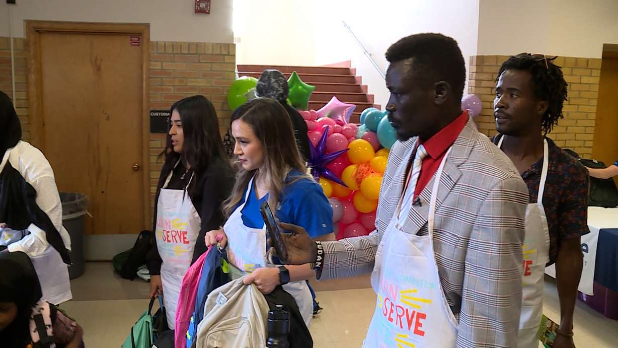 Thousands of refugee families showed up for the school supply giveaway in South Salt Lake on Thursday.