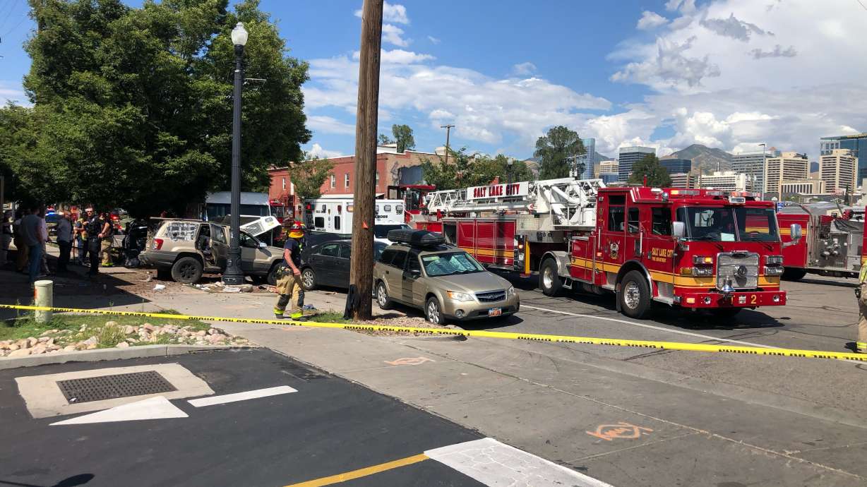 Three people were injured Friday, one critically, when they were hit by a delivery truck near 450 S. 400 West in Salt Lake City, police said.