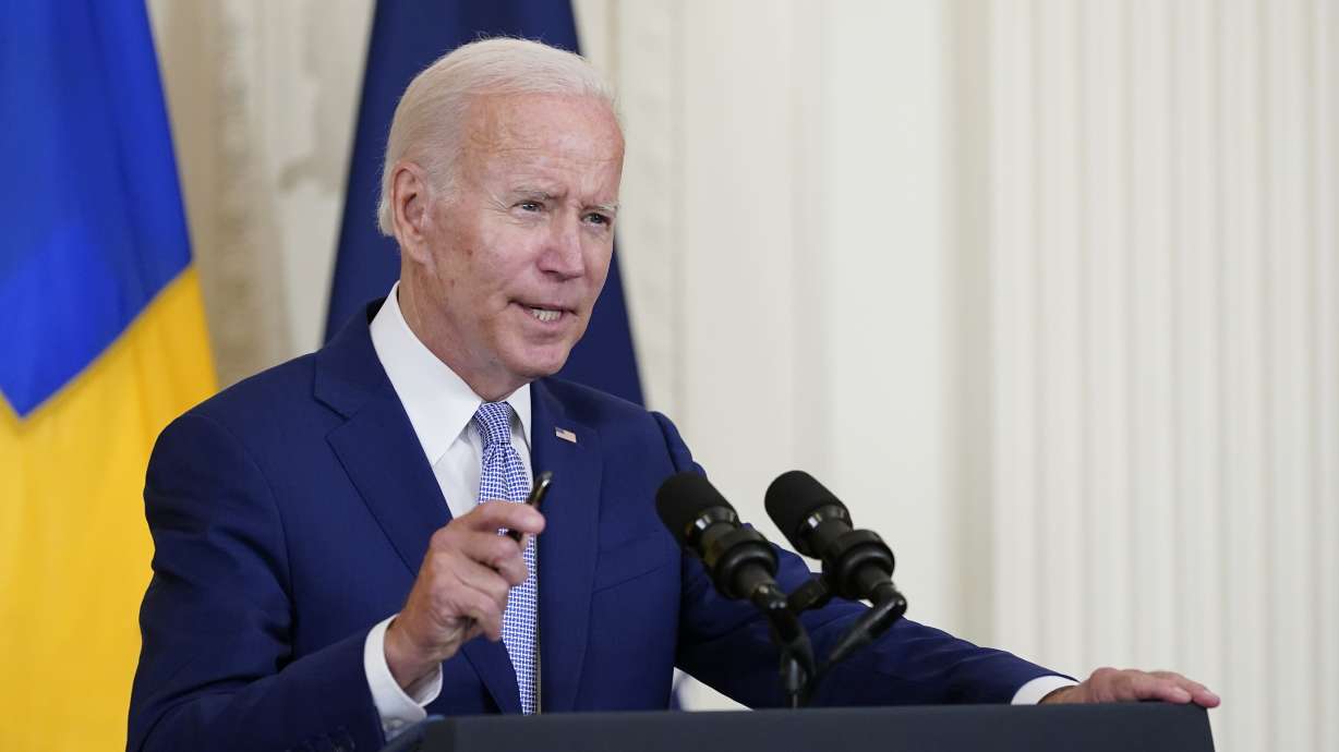 President Joe Biden speaks in the East Room of the White House in Washington, Tuesday. Climate activists are clamoring for President Joe Biden to declare a national climate emergency, calls the White House has so far not headed.