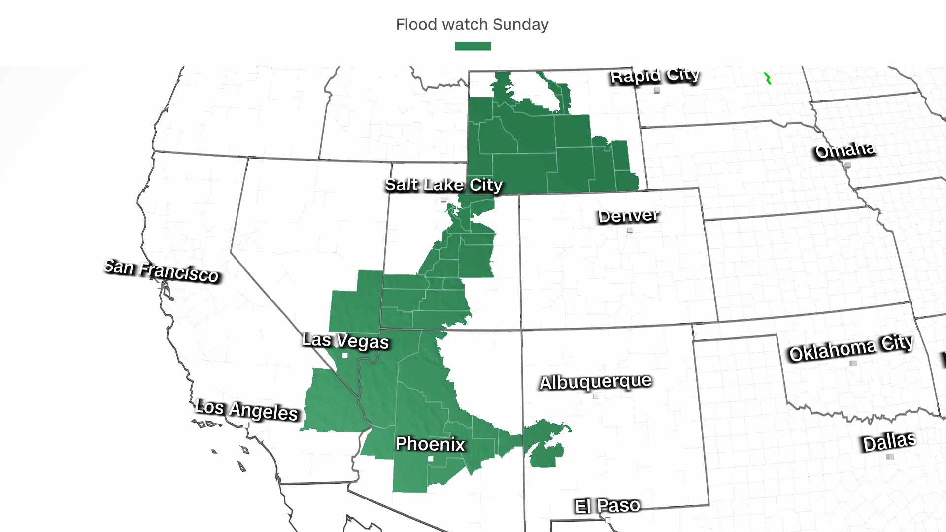 A flood watch is in place from Arizona to Wyoming, covering more than 7 million people.