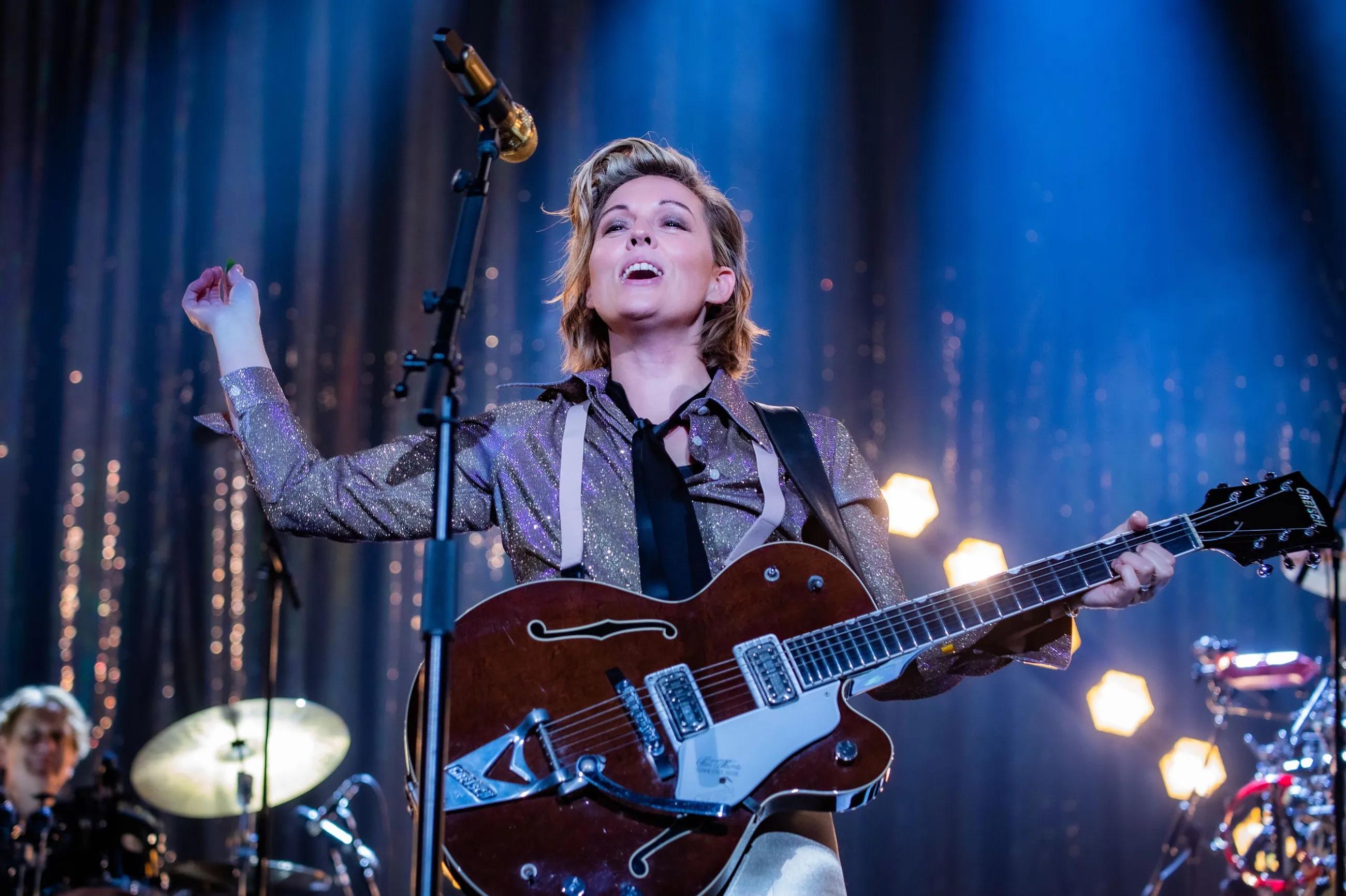 Brandi Carlile performs at Vivint Arena in Salt Lake City on Aug. 11, 2022.