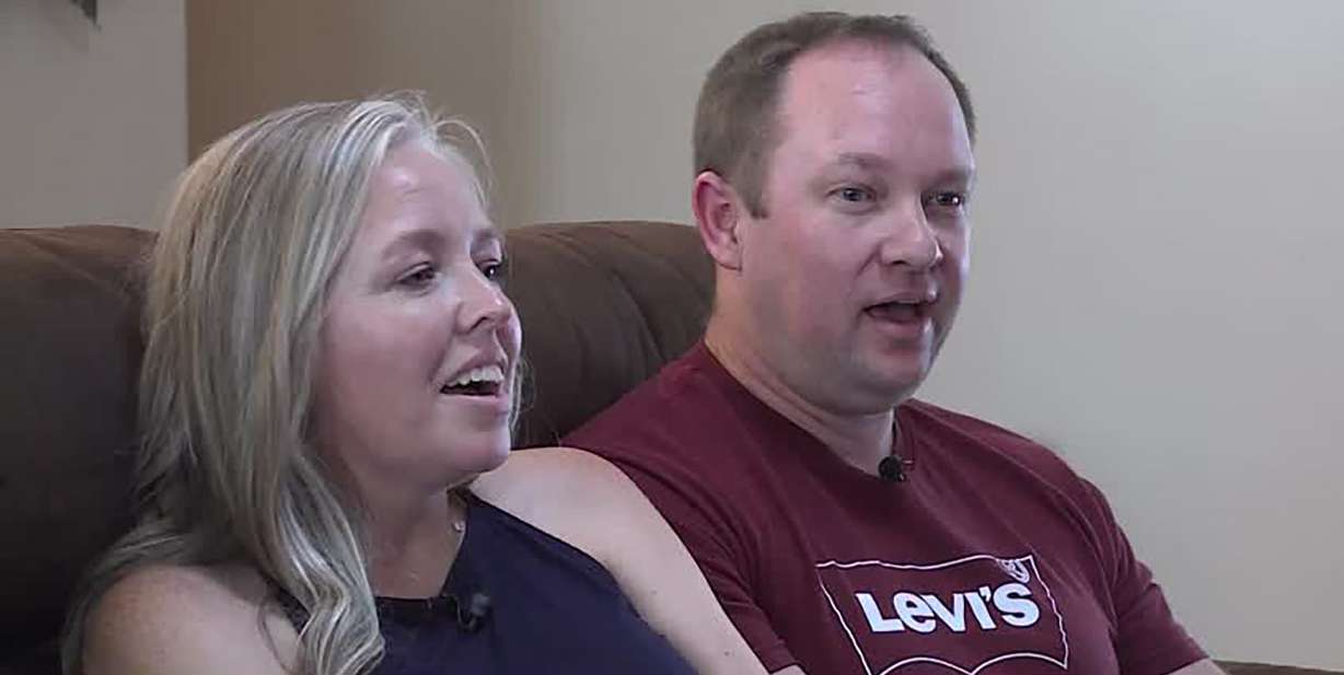 Aaron and Cari Peterson at home in Syracuse Sunday, Aug. 14, 2022. They brought a family from Ukraine to live at their home after meeting on social media.