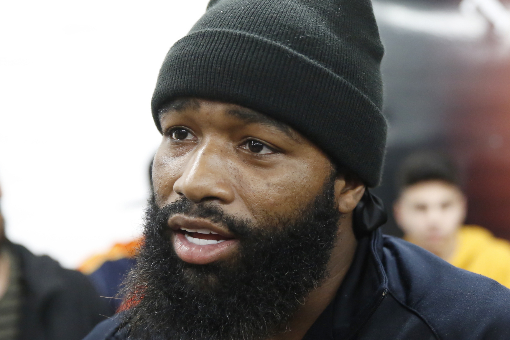 FILE - Boxer Adrien Broner takes questions from the media at the Ten Goossen boxing gym in Van Nuys, Calif., Jan. 9, 2019. Four-time world champion Adrien Broner withdrew Monday, Aug. 15, 2022, from his nationally televised fight against Omar Figueroa on Saturday night, Aug. 20, 2022, citing mental health. 