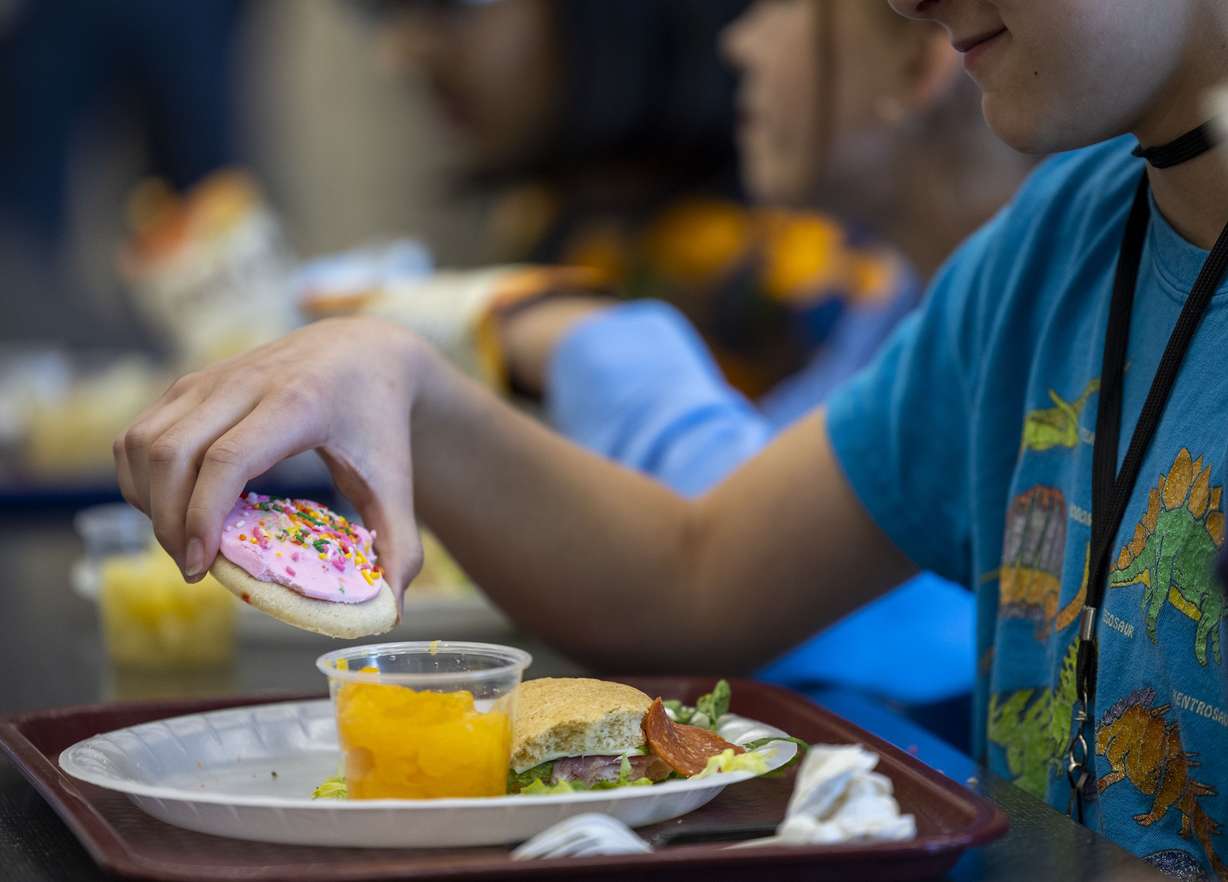 Students at Midvale Middle School eat lunch on Tuesday. Lunch breaks in middle schools tend to be unstructured but findings of a new Brigham Young University study make the case for implementing intentional activities that can bolster students' sense of belonging.