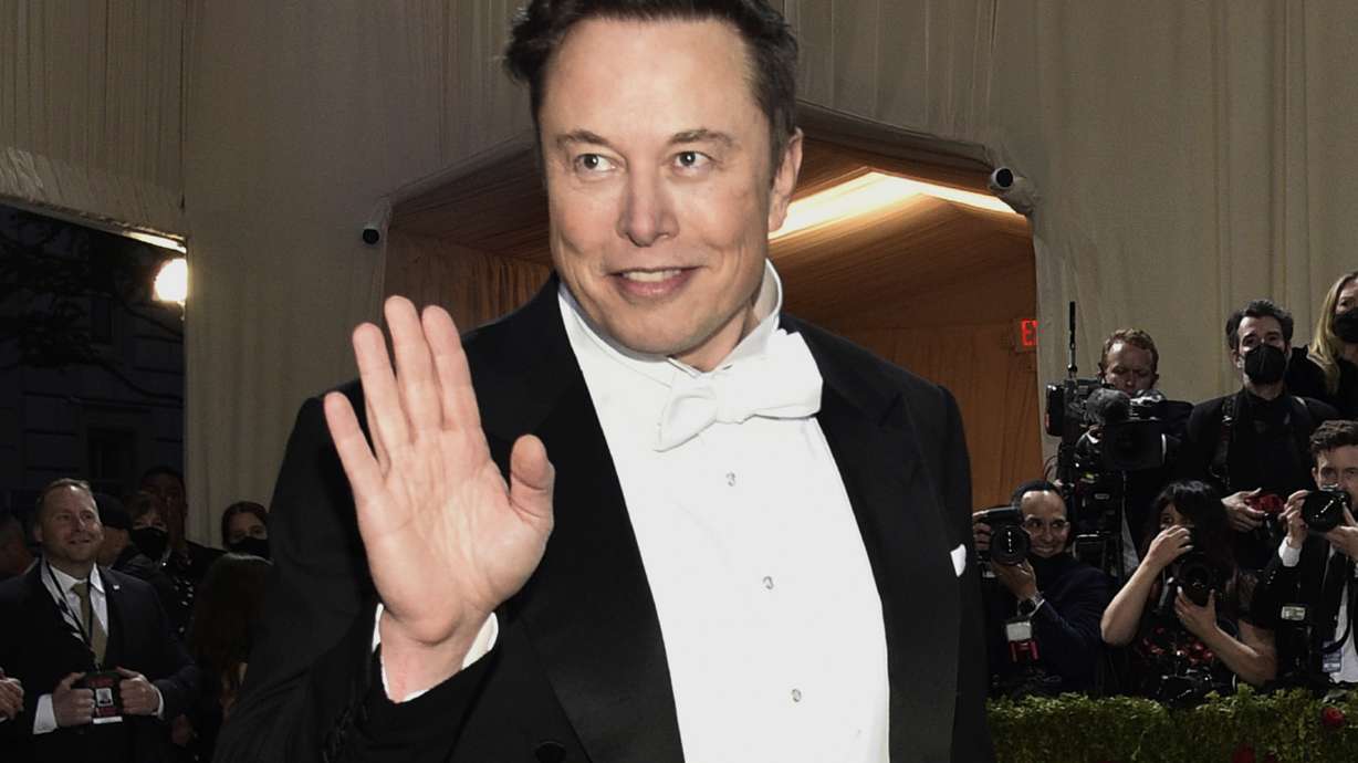 FILE - Elon Musk attends The Metropolitan Museum of Art's Costume Institute benefit gala on May 2, 2022, in New York. Musk caused a stir among Manchester United fans by tweeting that he was buying the English soccer team, then saying several hours later that it was just part of a long-running joke.