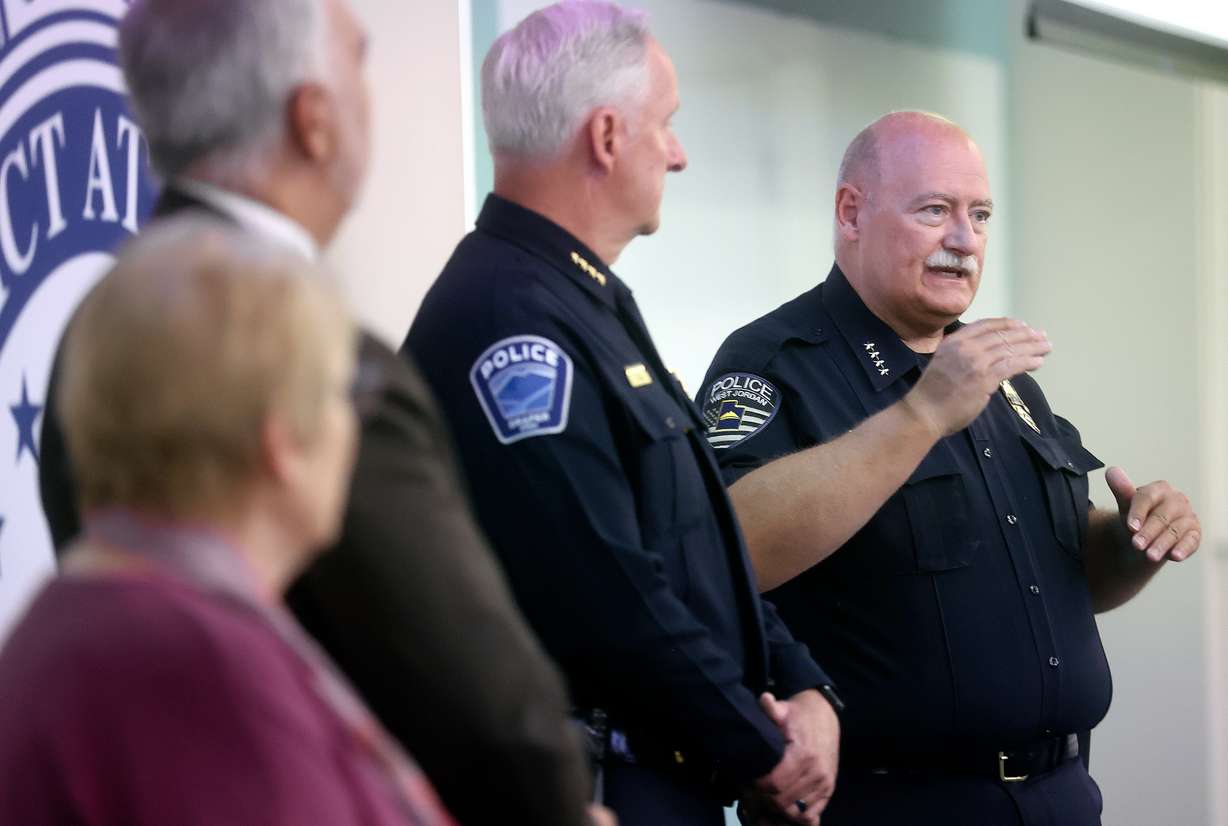 West Jordan Police Chief Ken Wallentine speaks during a press conference about the results of the Diversion Pilot Program and plans to expand the program at the Salt Lake County District Attorney’s Building in Salt Lake City on Wednesday.