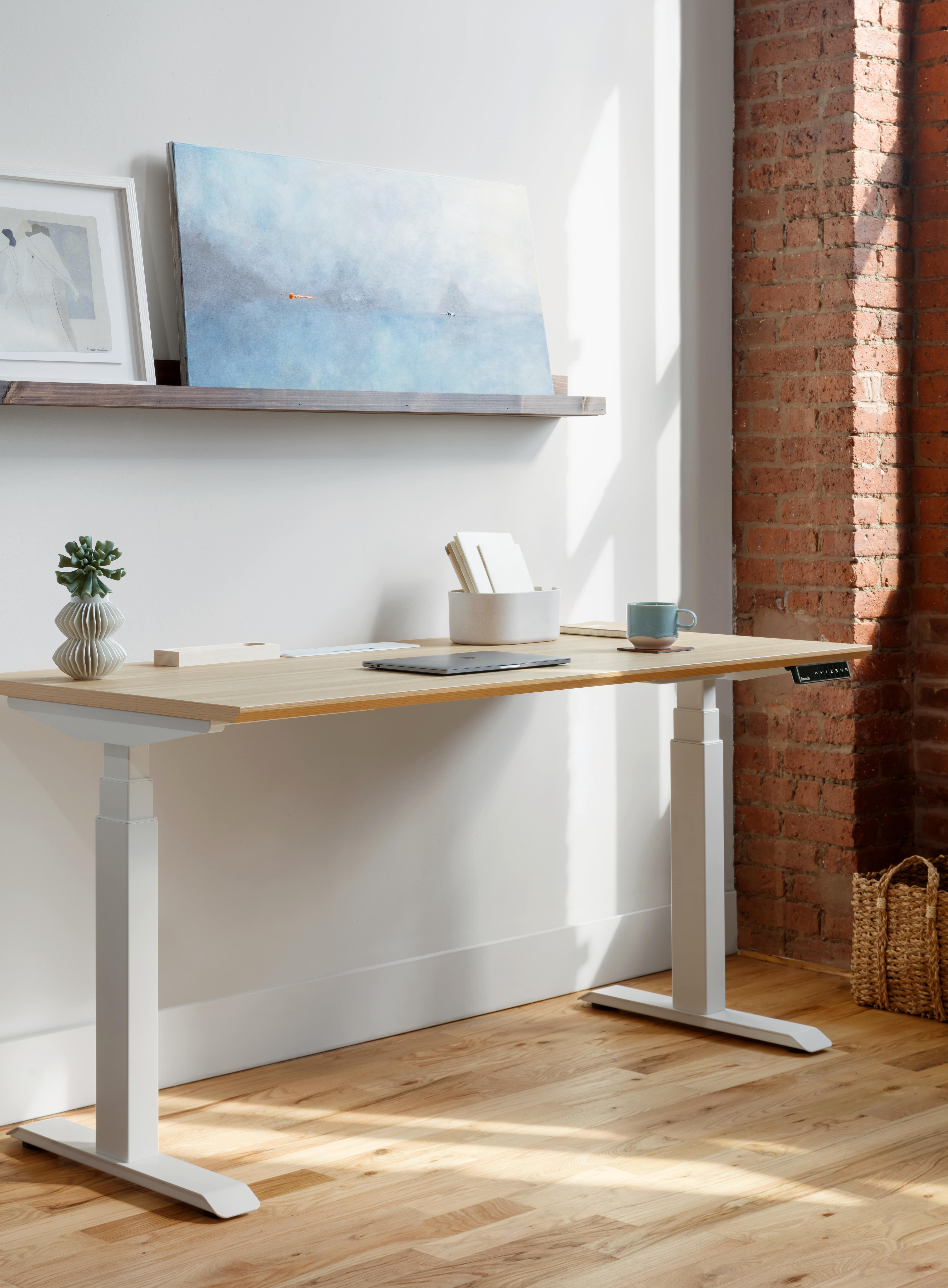 The Branch Standing Desk has smooth-running dual motors and four programmable height settings