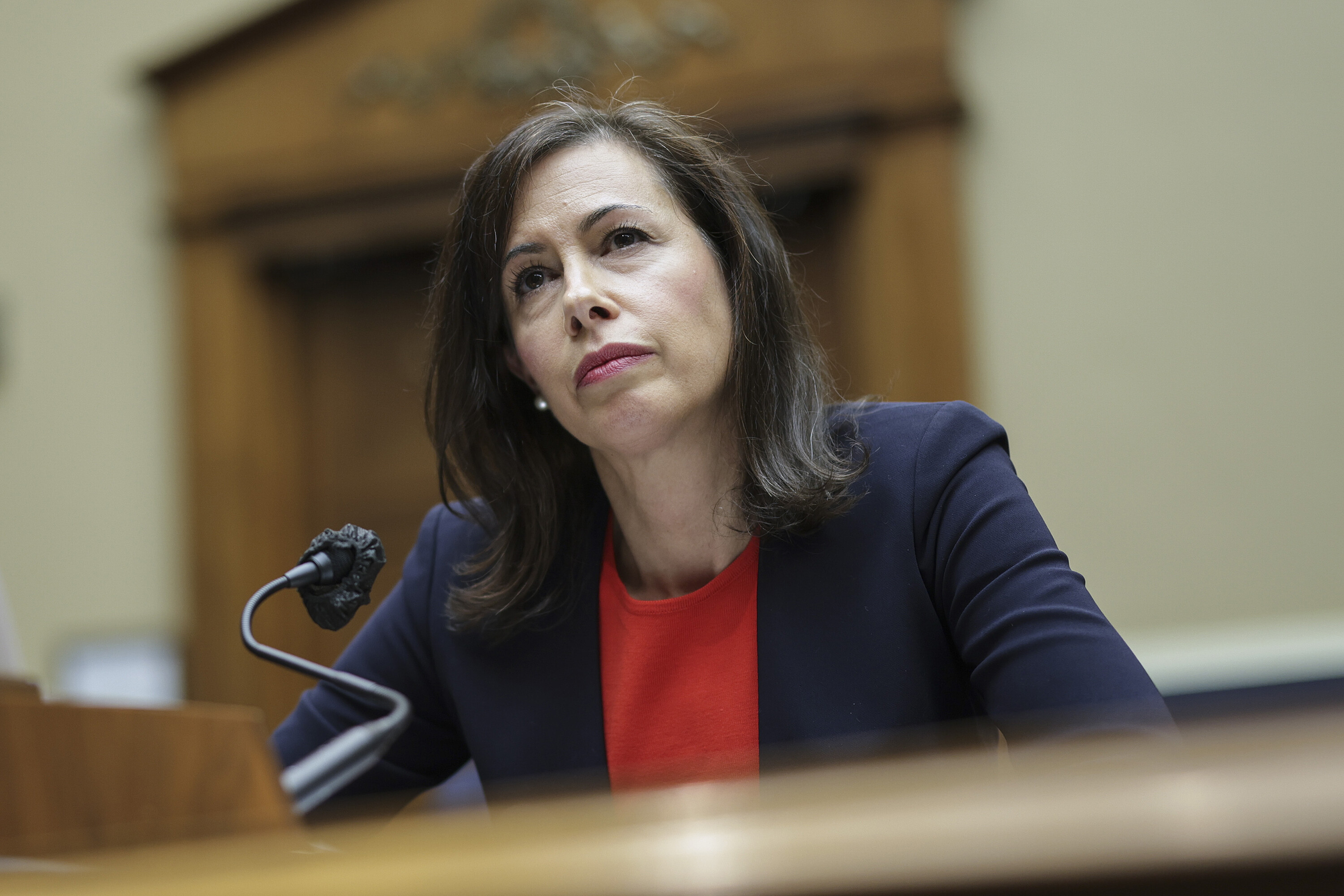 Jessica Rosenworcel, chairwoman of the Federal Communications Commission, is seen here during testimony. The FCC is increasingly putting other telecom providers on notice that they are responsible for stemming the tide of illegal robocalls.