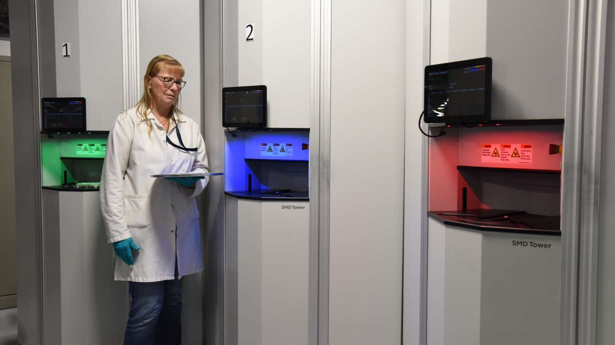 An L3Harris employee works in the new facility in Salt Lake City. L3Harris' Salt Lake facility will serve as the company's hub for developing communication technologies designed to protect the safety of citizens and those fighting for that safety.