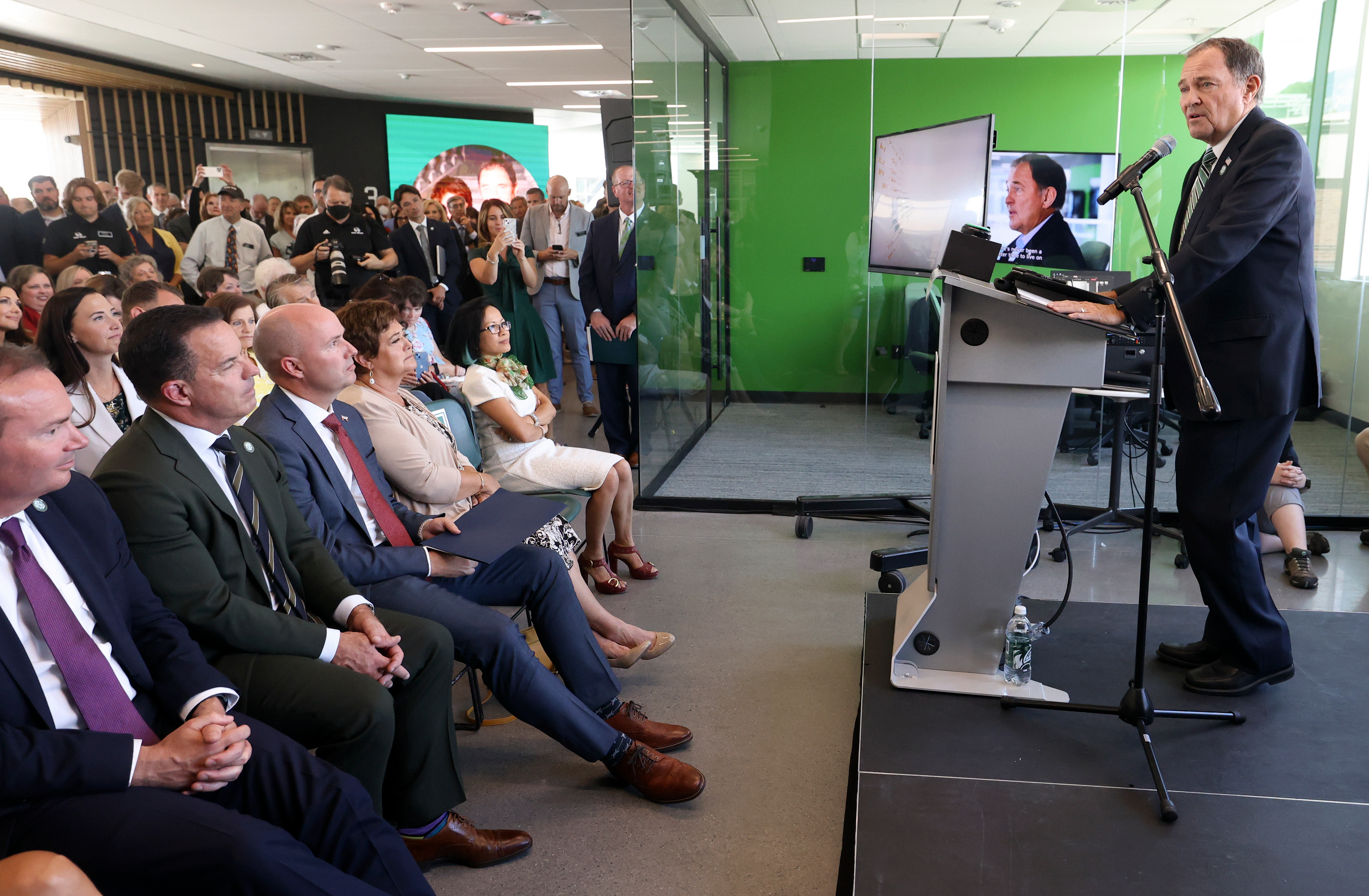 Former Gov. Gary Herbert speaks at an opening celebration for the Gary R. Herbert Institute for Public Policy at Utah Valley University in Orem on Thursday.