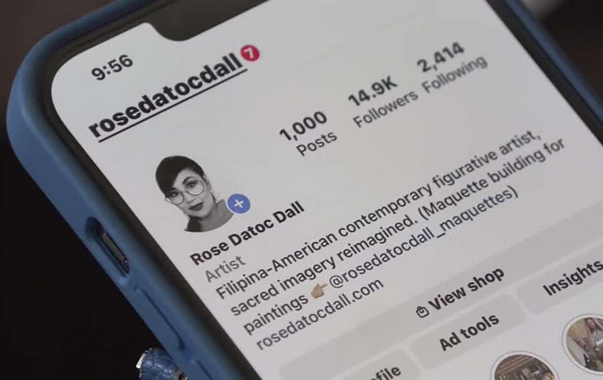 Instagram account of artist Rose Datoc Dall. She spent nine days in a race against hackers on Instagram after a simple screenshot gave them access to her account.