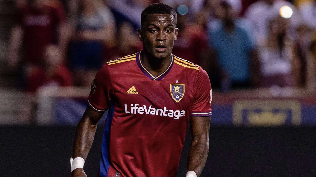 Sergio Cordova looks on during a match against Vancouver at Rio Tinto Stadium.