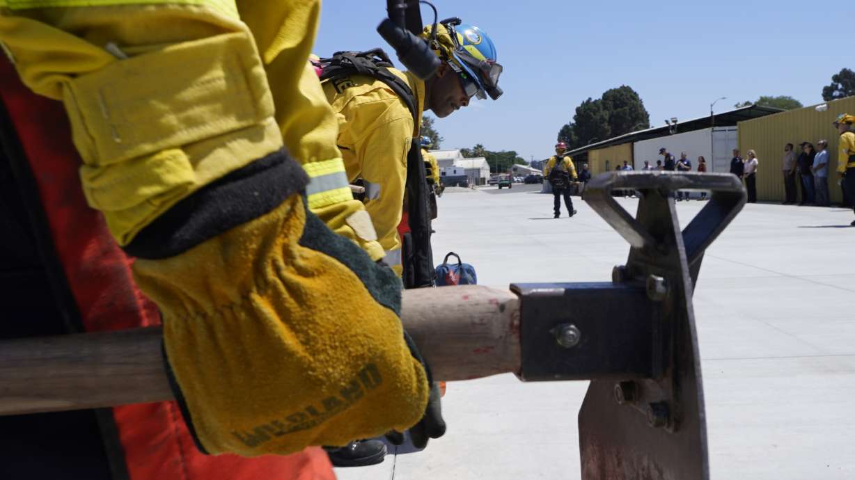 Cadets, who were formerly-incarcerated firefighters, train at the Ventura Training Center (VTC) during an open house media demonstration July 14 in Camarillo, Calif.
