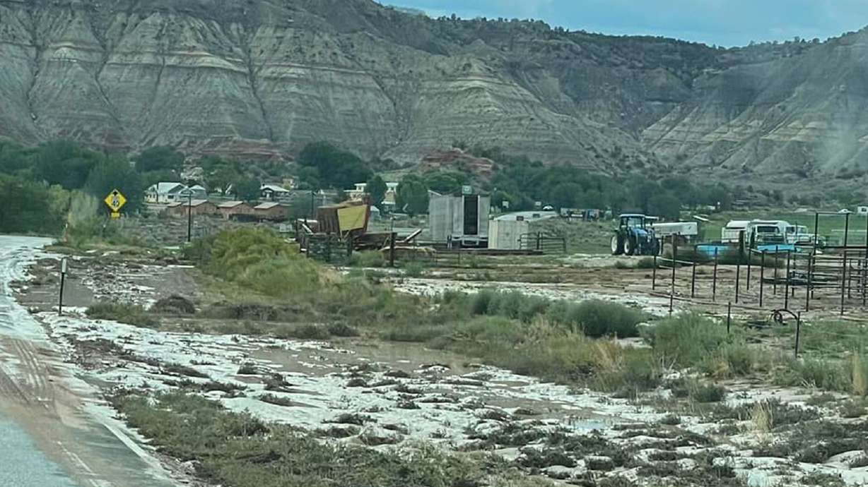 Garfield County Sheriff's Office deputies respond to damage in the Cannonville area Sunday afternoon. Meteorologists determined on Monday that the damage was caused by a "wet microburst."