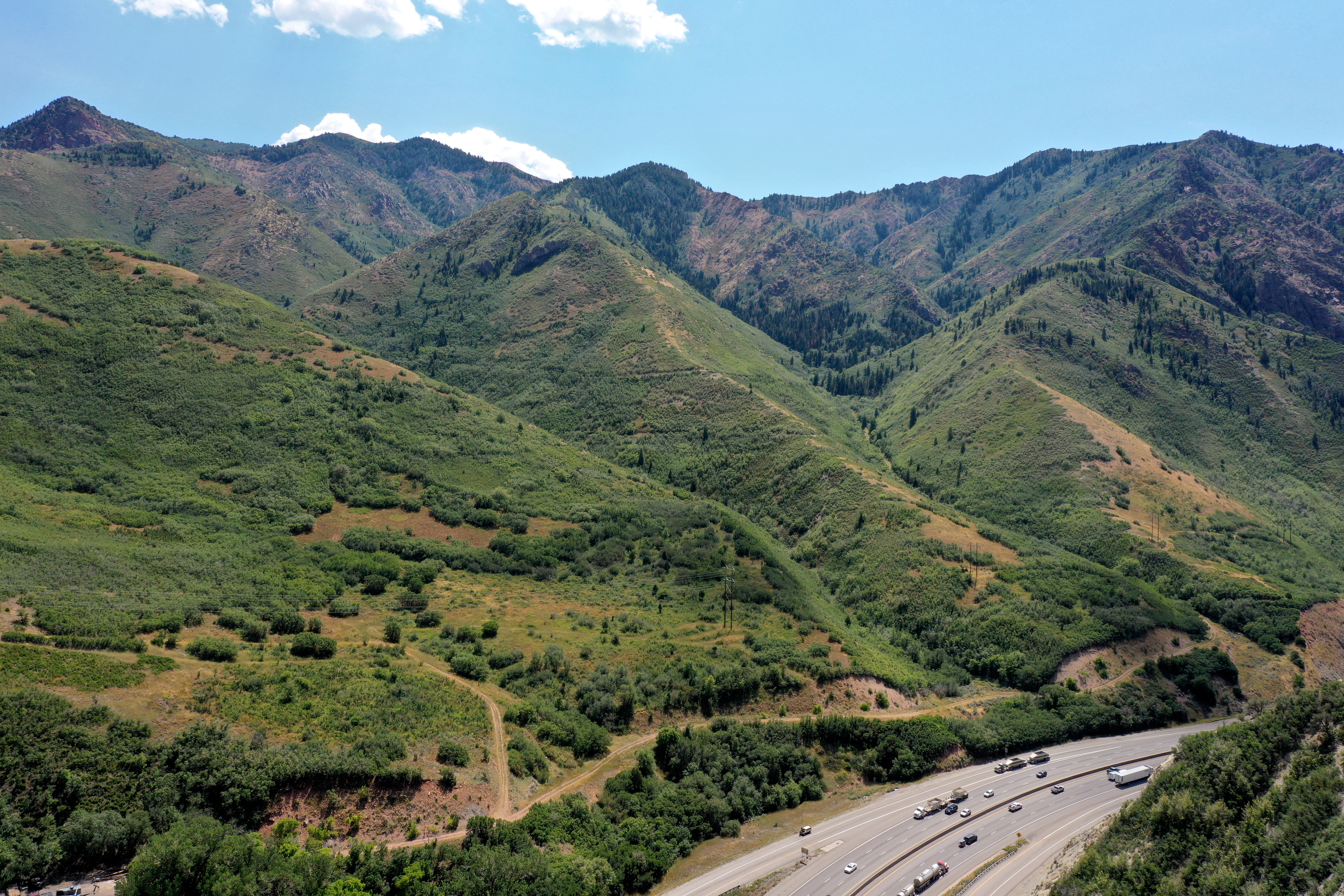 The south side of Parleys Canyon, where Granite Construction has proposed to build the I-80 South Quarry on a 634-acre parcel of land owned by developer Jesse Lassley near Salt Lake City, is pictured on Tuesday. The Utah Division of Oil, Gas and Mining has approved a permit for a 20-acre limestone quarry.