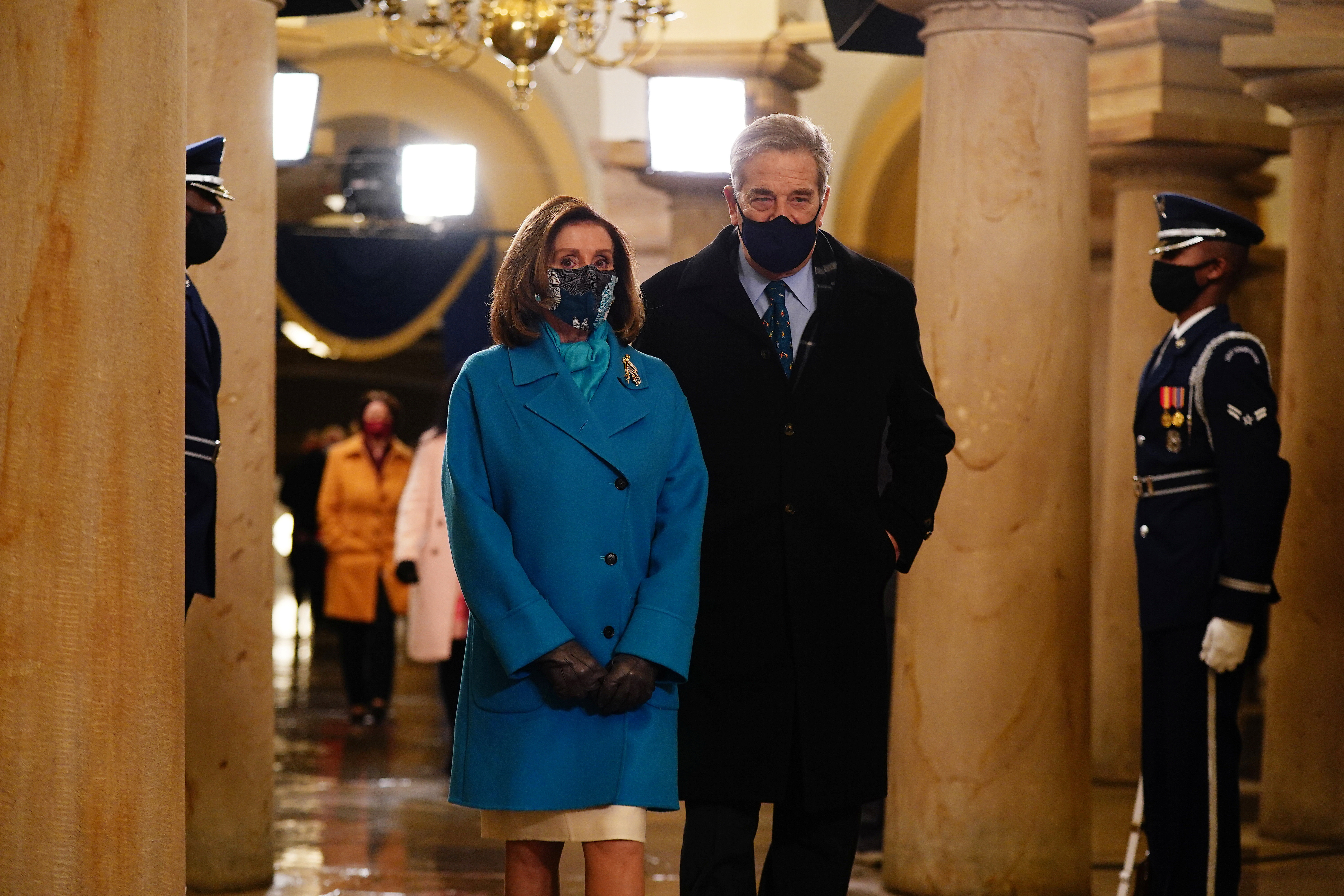 Speaker of the House Nancy Pelosi and her husband Paul Pelosi arrive at the U.S. Capitol for President-elect Joe Biden's presidential inauguration ceremony in Washington, January 20, 2021. Paul Pelosi was sentenced to five days in jail and ordered to pay $6,800 in fines and restitution on Tuesday after he pleaded guilty to causing injury by drunken driving in Napa County, California.